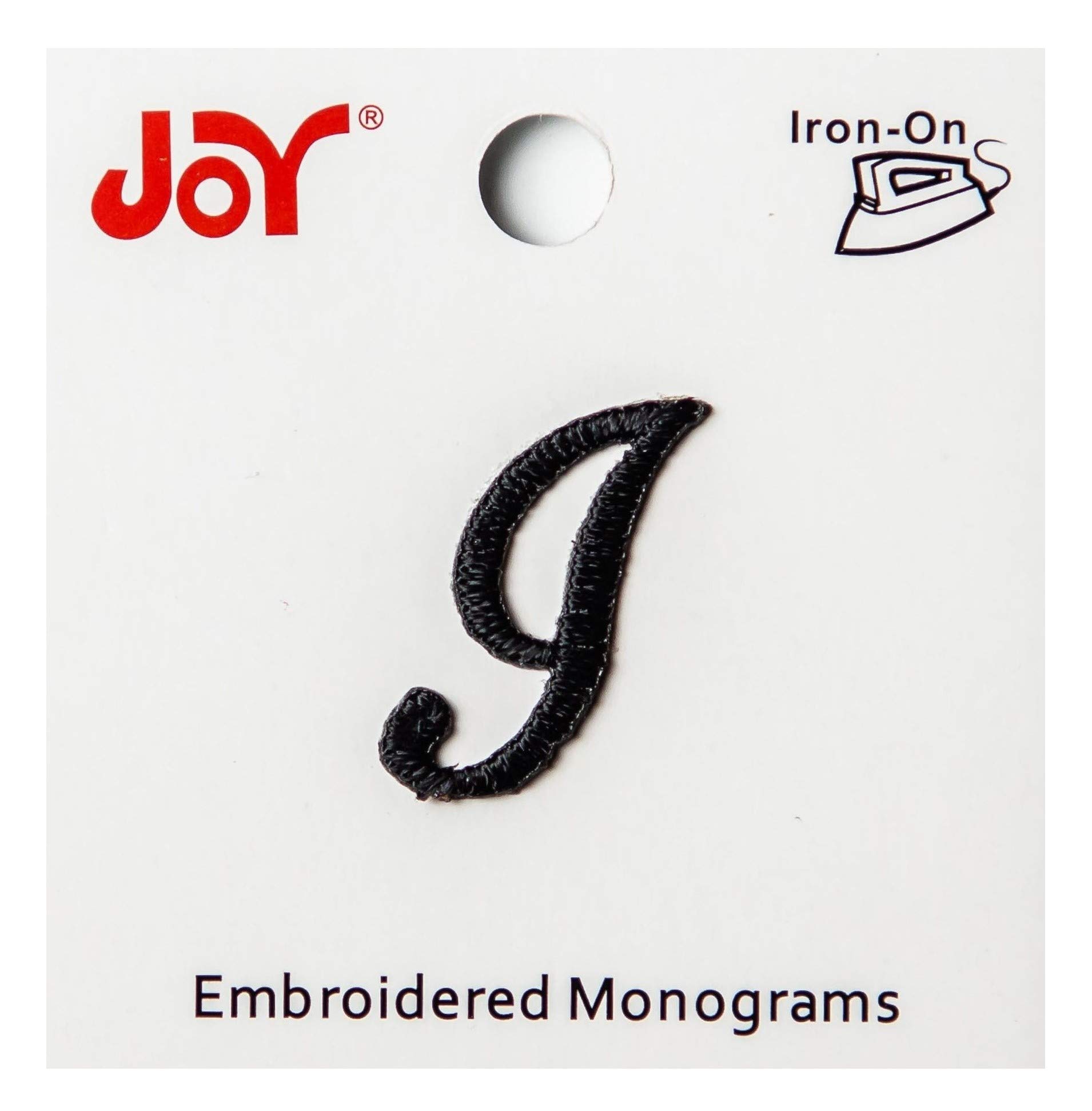 Embroidered Iron-On 0.5 Inch Script Monogram Letter I (Black) - Perfect for DIY Crafts, Custom Clothing, and Personalized Gifts