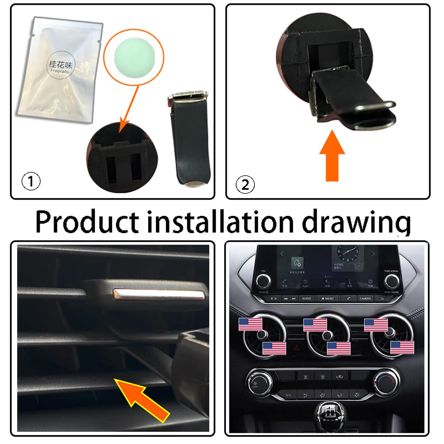 6 Pack USA Flag Car Air Vent Clips - Patriotic Car Air Freshener & Diffuser with Strong Grip | Funny Car Interior Decor Accessories for Men & Women | Perfect for Road Trips, Office Commute & 4th of July Celebrations