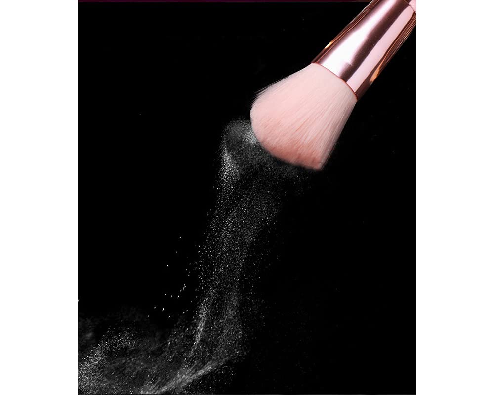 3-Piece Makeup Brush Set with Rose Quartz Handle - Foundation, Powder & Blush Brushes for Flawless Application | Natural Healing Crystal Cosmetic Brushes | Perfect for Travel & Daily Makeup Routine