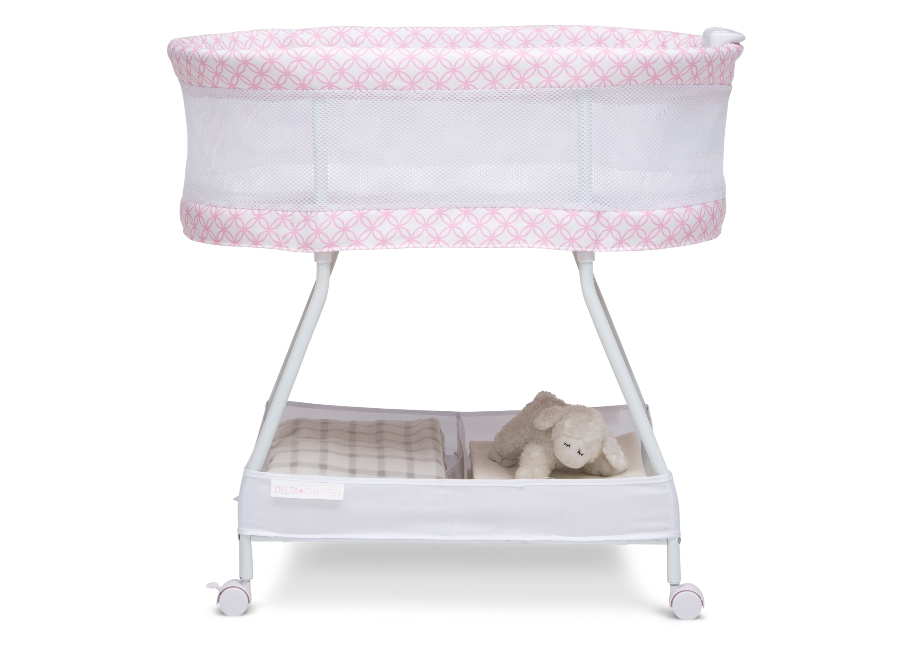 Sweet Dreams Baby Bassinet with Breathable Airflow Mesh - Portable & Lightweight for Nursery, Bedroom, or Travel