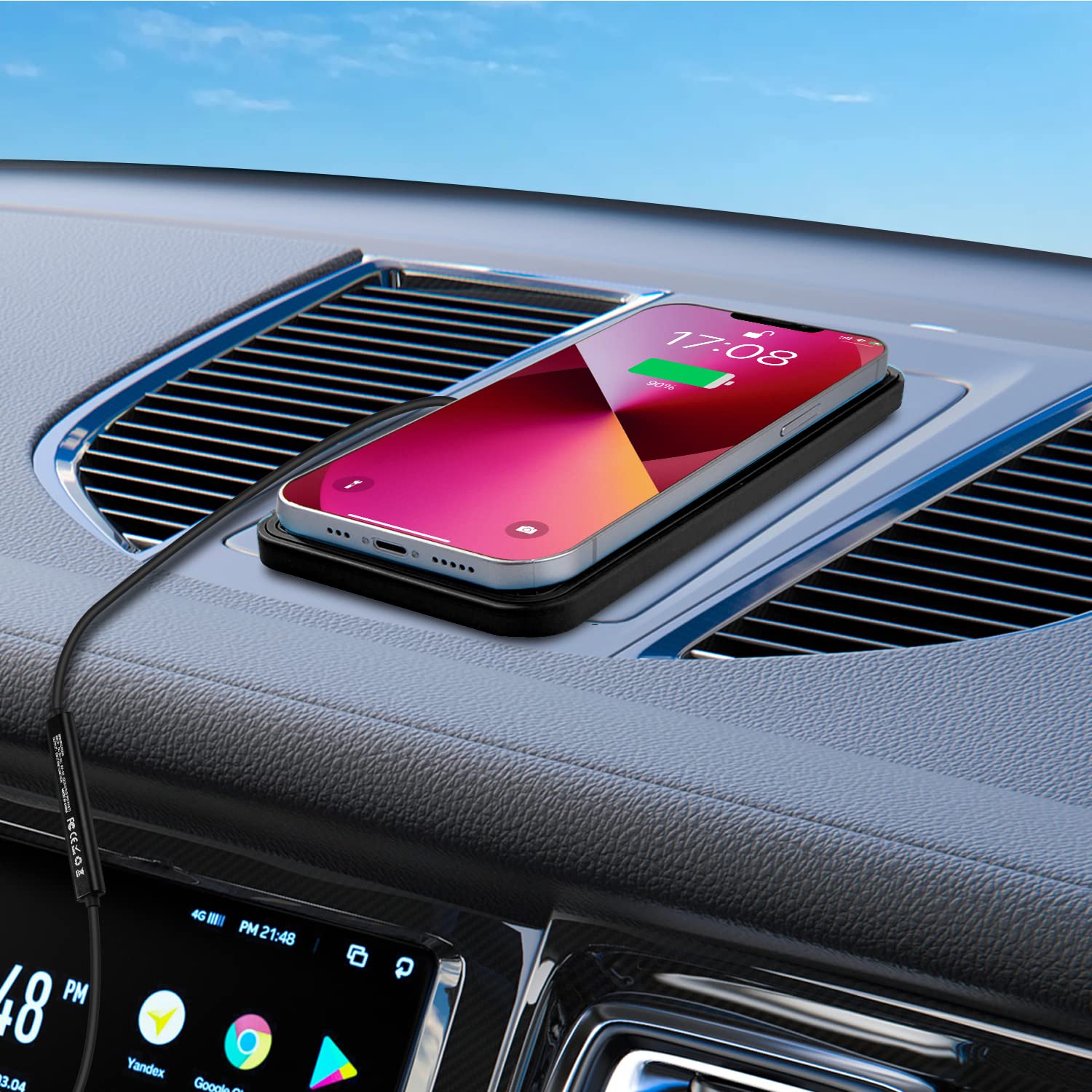 15W Fast Wireless Charger Pad - Non-Slip Phone Charging Mat for Car & Home | Compatible with Galaxy S8/S9/S10/S20/S21 | Includes 30cm USB-C Cable (Perfect for Office, Bedside & Travel)