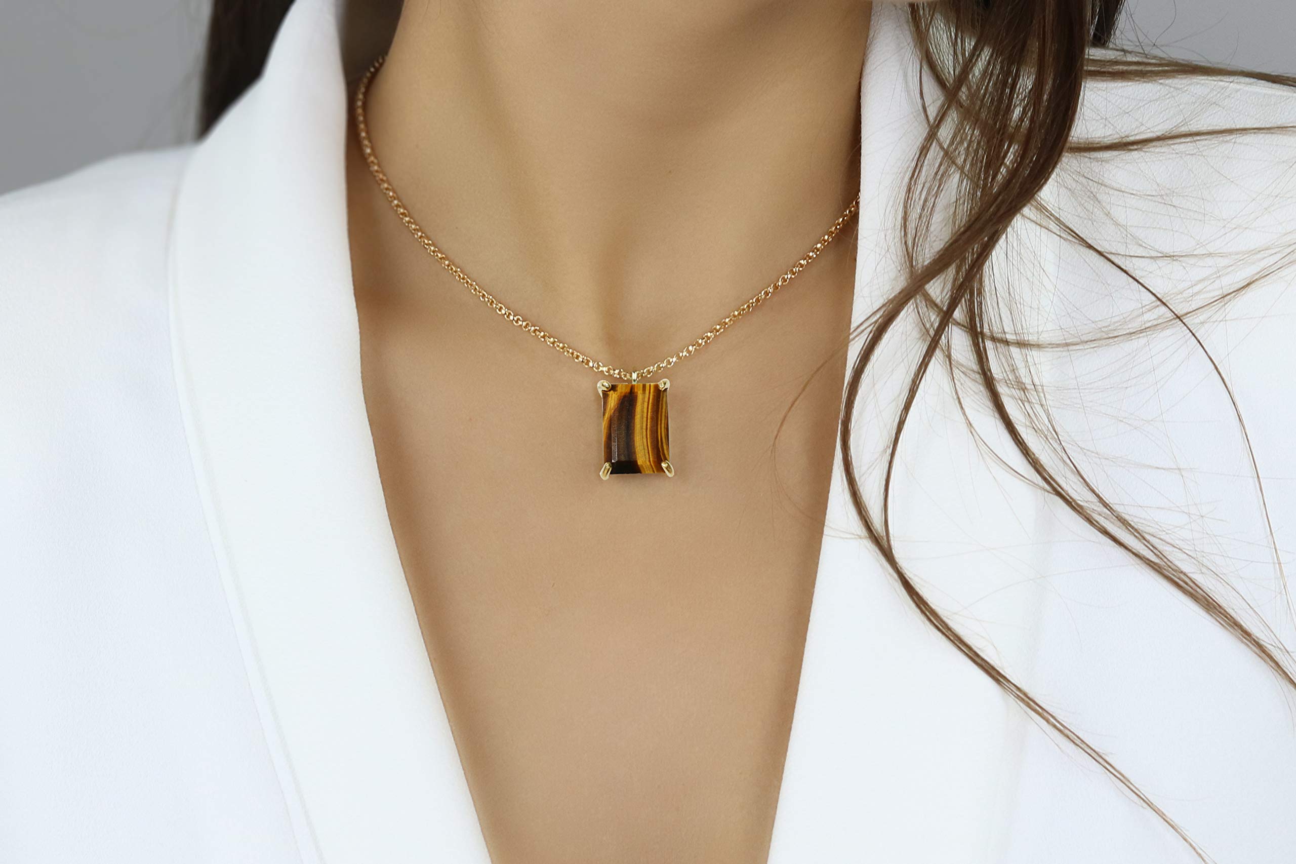 Handmade Tiger Eye Necklace - Elegant Custom Jewelry for Women, Unique Layering Necklace - Perfect Gift for Sister, BFF, Mother & Bridesmaid - Birthday, Anniversary, Wedding & Special Occasion Gift