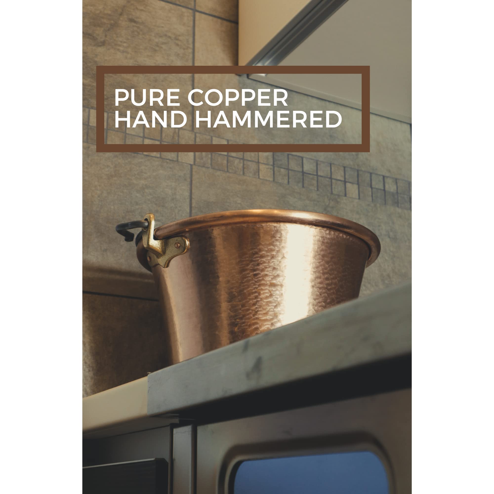 Handmade Traditional Copper Polenta Pot (37cm) - Artisan Crafted with Forged Iron Handle, Pure Copper Pan - Serves 20 - Perfect for Italian Cooking, Rustic Kitchens & Authentic Polenta Making