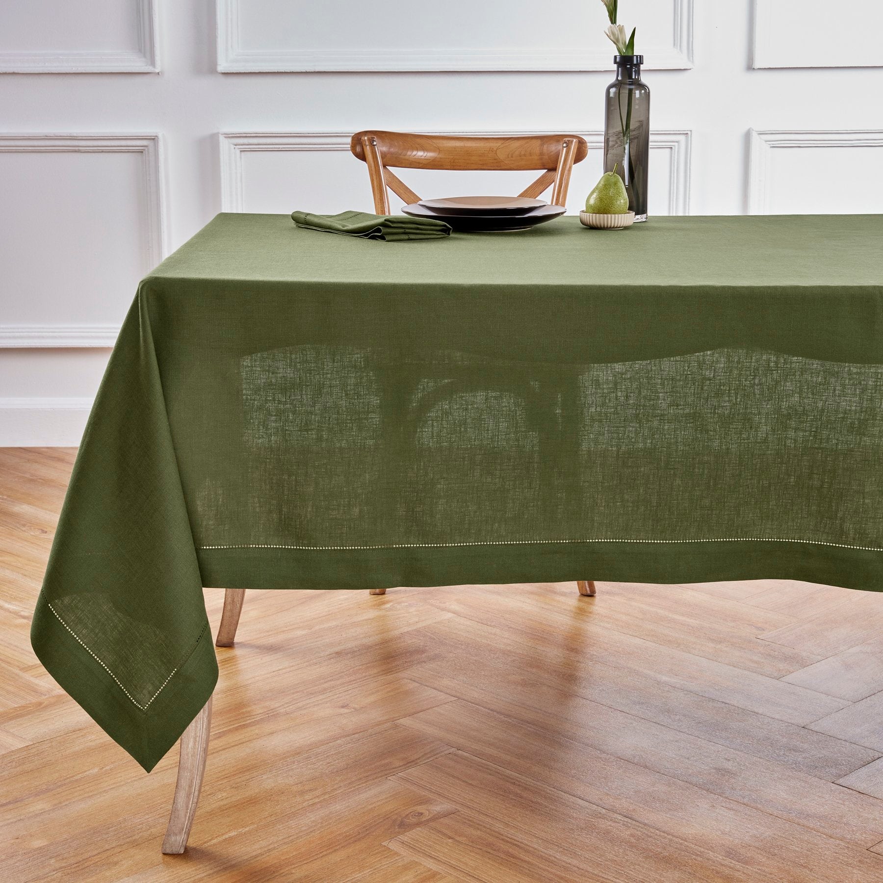 Elegant Classic Hemstitch Tablecloth - Premium Cotton Linen Table Cover for Dining Room, Wedding, Party & Special Occasions
