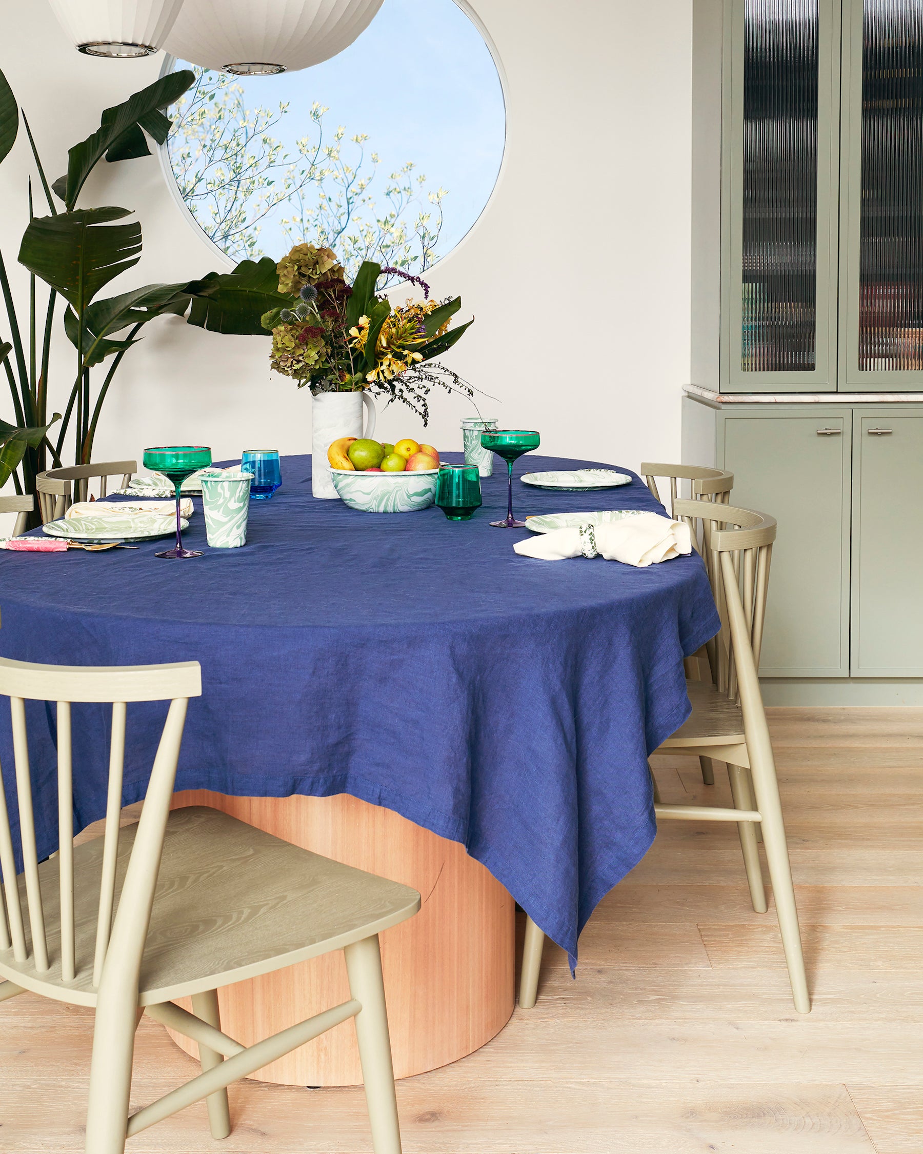 Premium Indigo Blue Linen Tablecloth - 100% Natural Fabric for Dining, Parties & Special Occasions - Elegant Home Decor & Wedding Reception Essential