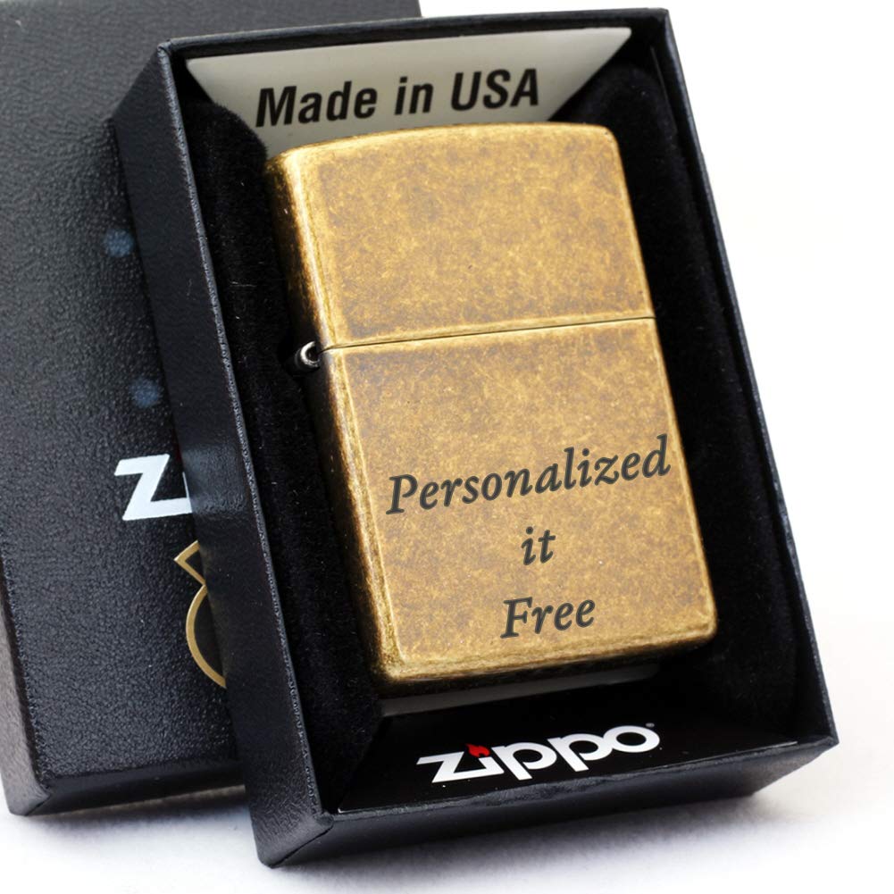 Personalized Zippo Lighter for Groomsmen - Engraved Antique Brass Gift for Boyfriend, Best Man, Husband - Perfect for Weddings, Anniversaries & Special Occasions