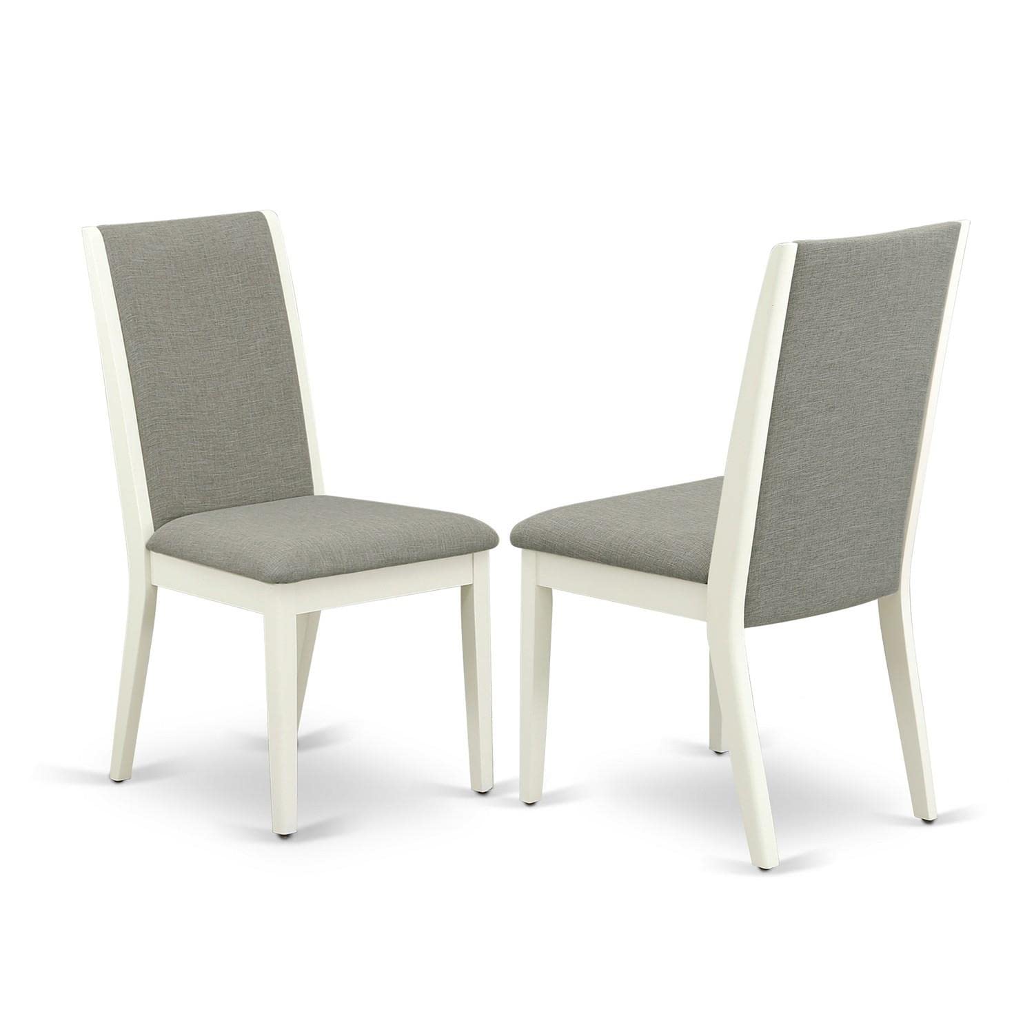 East West Furniture DLLA5-WHI-06 5-Piece Round Dining Table Set with Drop Leaf & 4 Linen Fabric Parson Chairs, 42x42 Inch, White - Perfect for Small Kitchens, Breakfast Nooks, and Cozy Dining Spaces