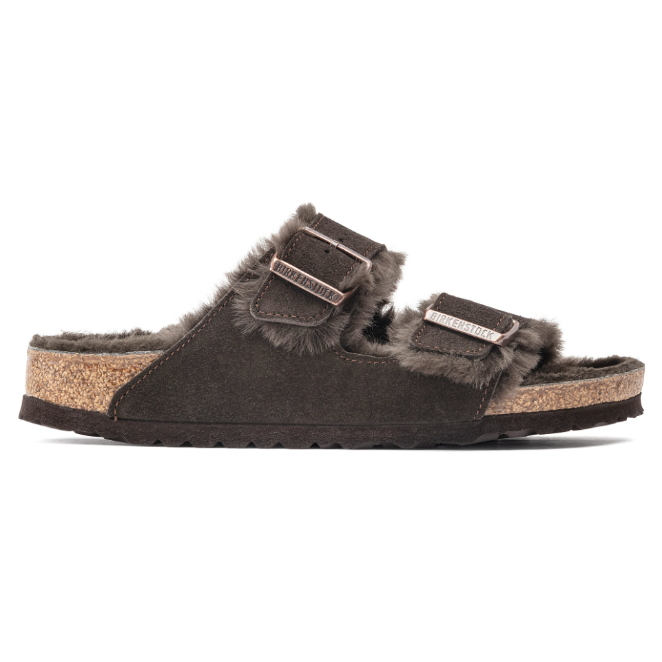 Birkenstock Arizona Shearling Suede Leather Slippers for Women & Men - Comfortable Mocha Brown House Shoes for Indoor & Outdoor Wear