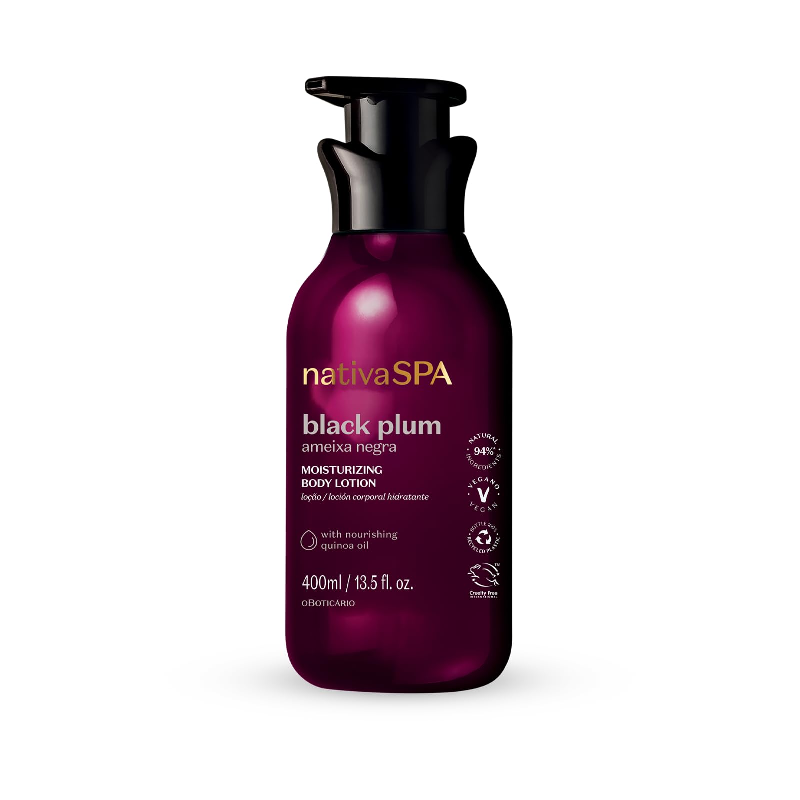 Nativa SPA by O Boticário Black Plum Moisturizing Body Lotion - 13.5 oz | Long-Lasting Hydration, Lightweight & Fragranced | Perfect for Dry Skin Care & Daily Moisturizing Routine