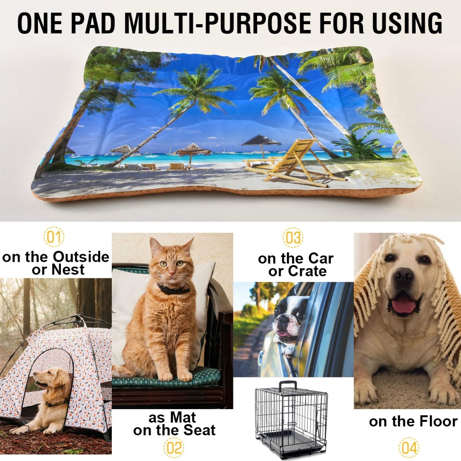 Paradise Island Orthopedic Dog Bed for Small Medium Dogs & Cats - 24x18 Inch Ultra Soft Calming Pet Bed with Removable Washable Cover - Perfect for Crates, Living Rooms & Bedrooms