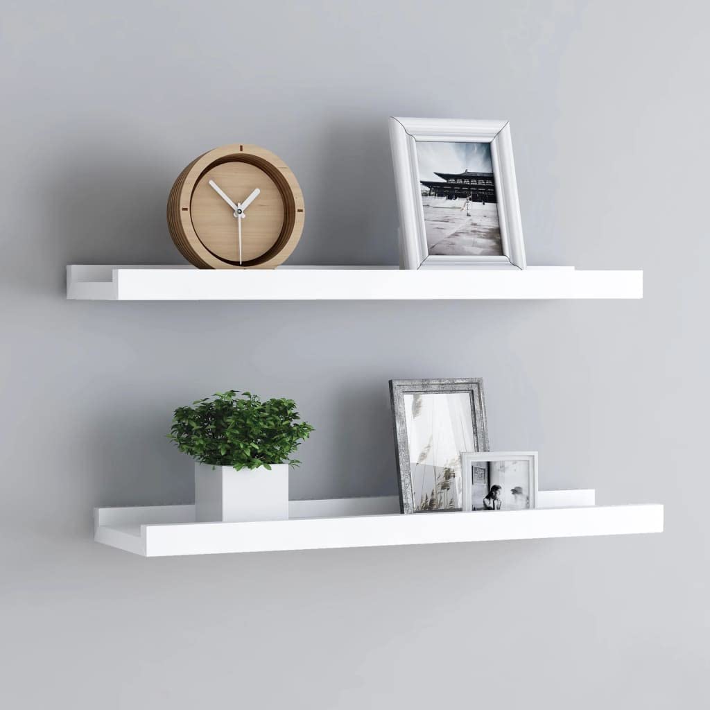 Floating Shelf Wall Mount - 2 Pack White MDF Shelves 23.6
