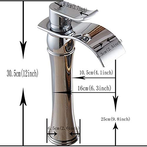 Leon Single Handle Bathroom Sink Faucet with Drain - Modern Waterfall Spout Bathroom Faucet for Vanity Sink, Brushed Nickel Finish - Perfect for Home, Hotel, and Commercial Use