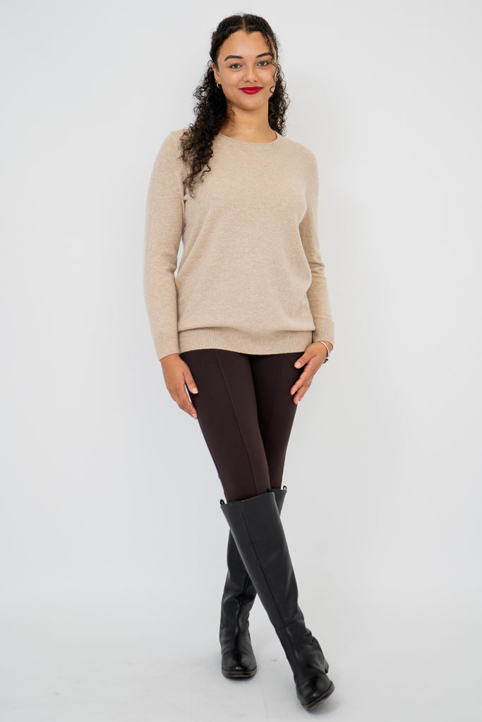 Kamila Women's Wool Cashmere Sweater in Camel - Soft & Warm Winter Pullover for Casual Outings & Office Wear