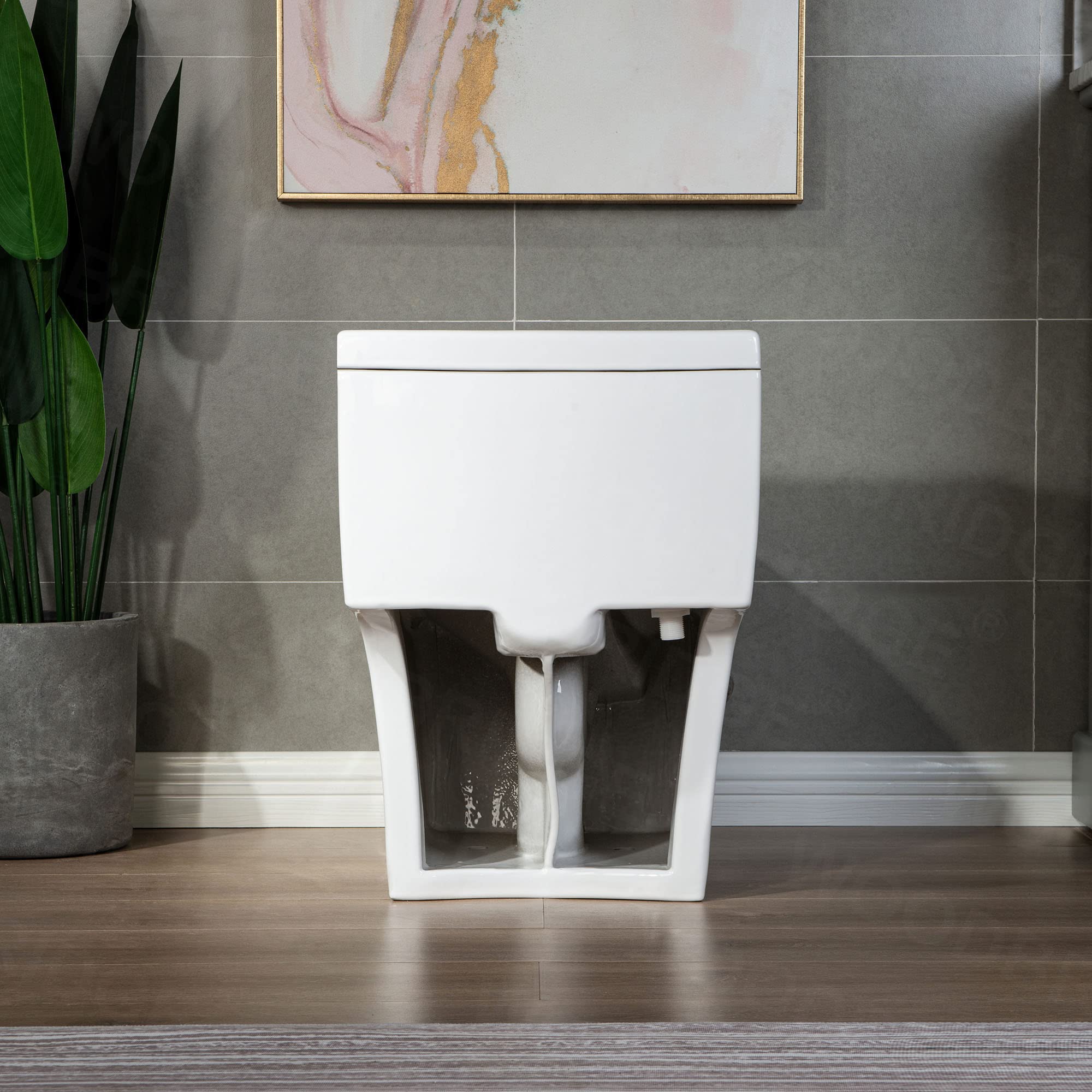 WOODBRIDGE T-0018/B-0735 Dual Flush Elongated One Piece Toilet with Soft Closing Seat, Comfort Height, White - Modern Bathroom Design for Home & Commercial Use