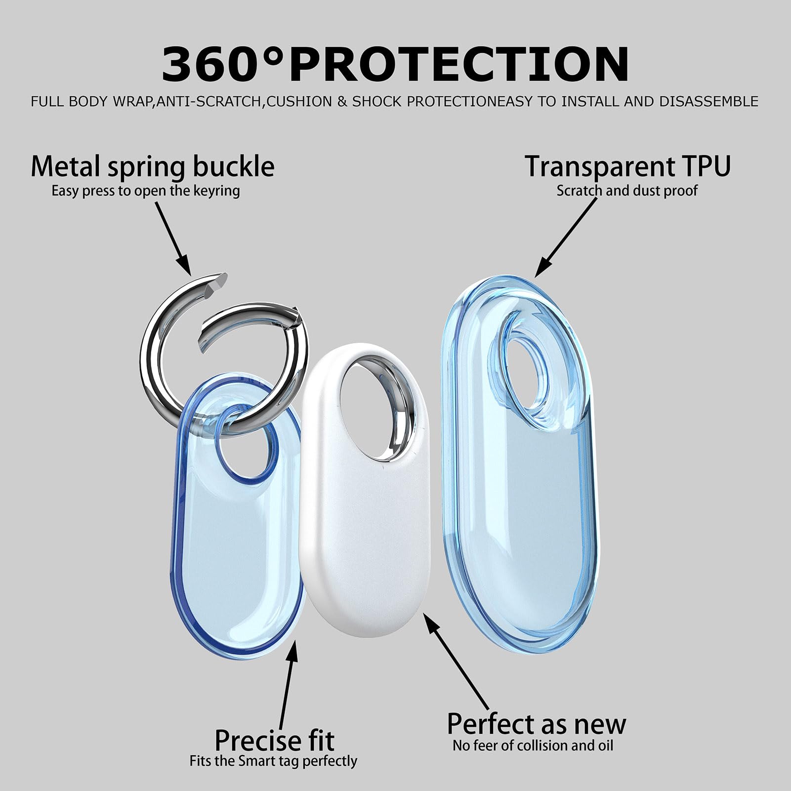 Samsung Galaxy SmartTag2 Tracker Case - Protective Holder with Keyring for Keys, Wallet, Luggage, Backpacks & Pet Collars | Anti-Lost & Scratch-Resistant Cover | Perfect for Travel, Daily Use & Pet Tracking