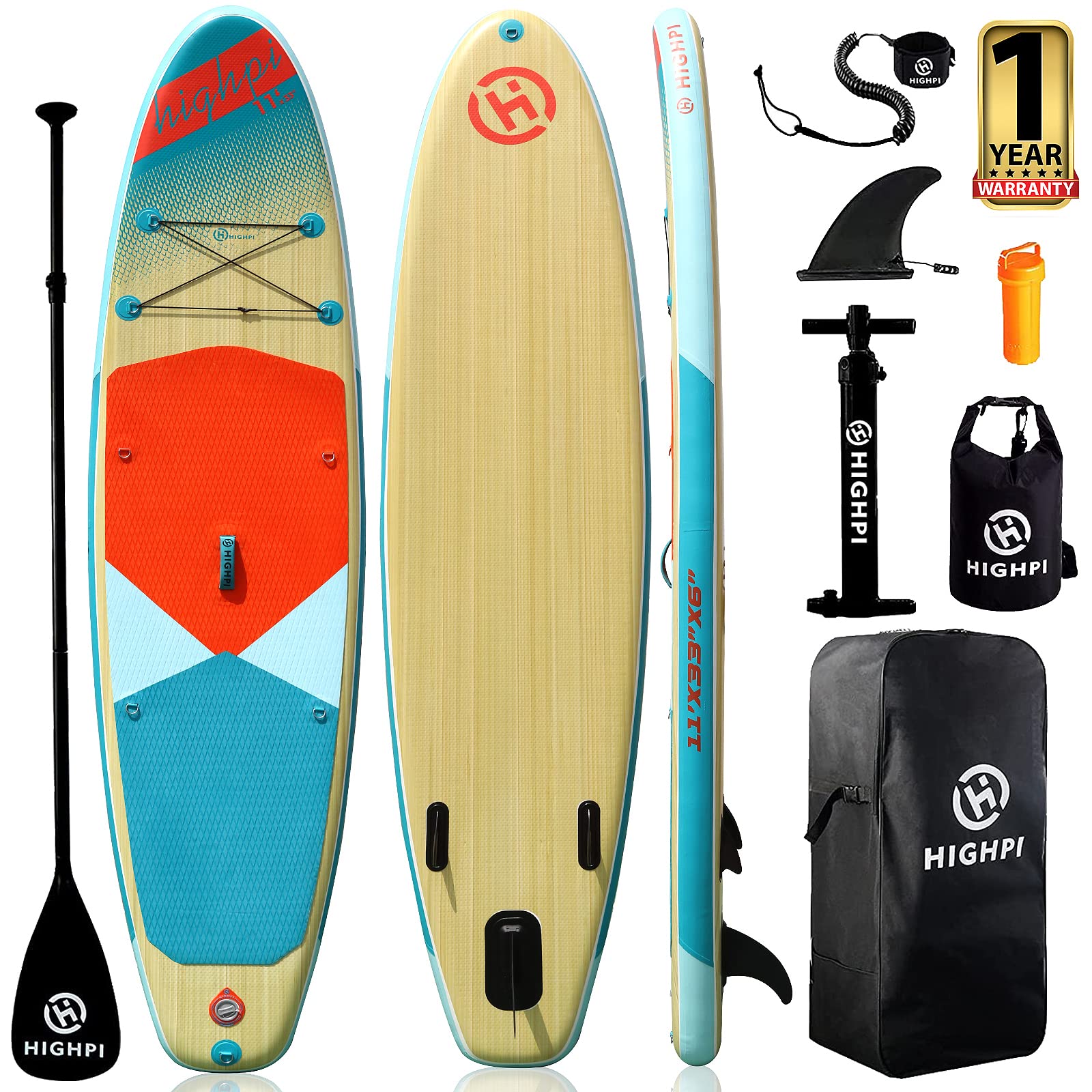 Premium Inflatable Stand Up Paddle Board 11'x33''x6'' - Wide Stance SUP with Non-Slip Deck, Surf Control, Backpack, Leash, Paddle & Pump - Stable Standing Boat for Youth & Adults - Perfect for Lakes, Rivers & Ocean Recreation