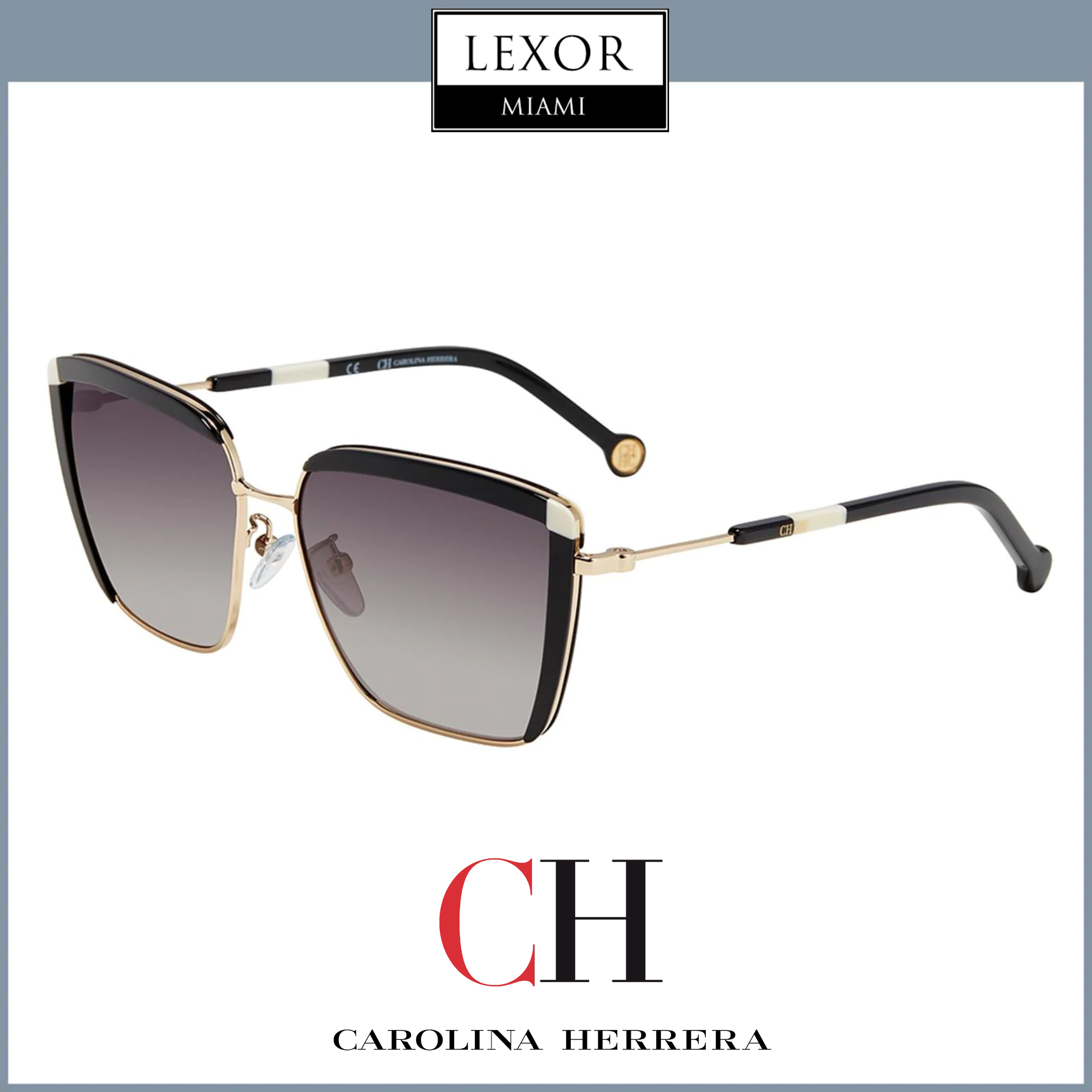 Carolina Herrera SHE148 0300 Women's Fashion Sunglasses - UV Protection & Stylish Design for Outdoor Activities, Beach, and Driving