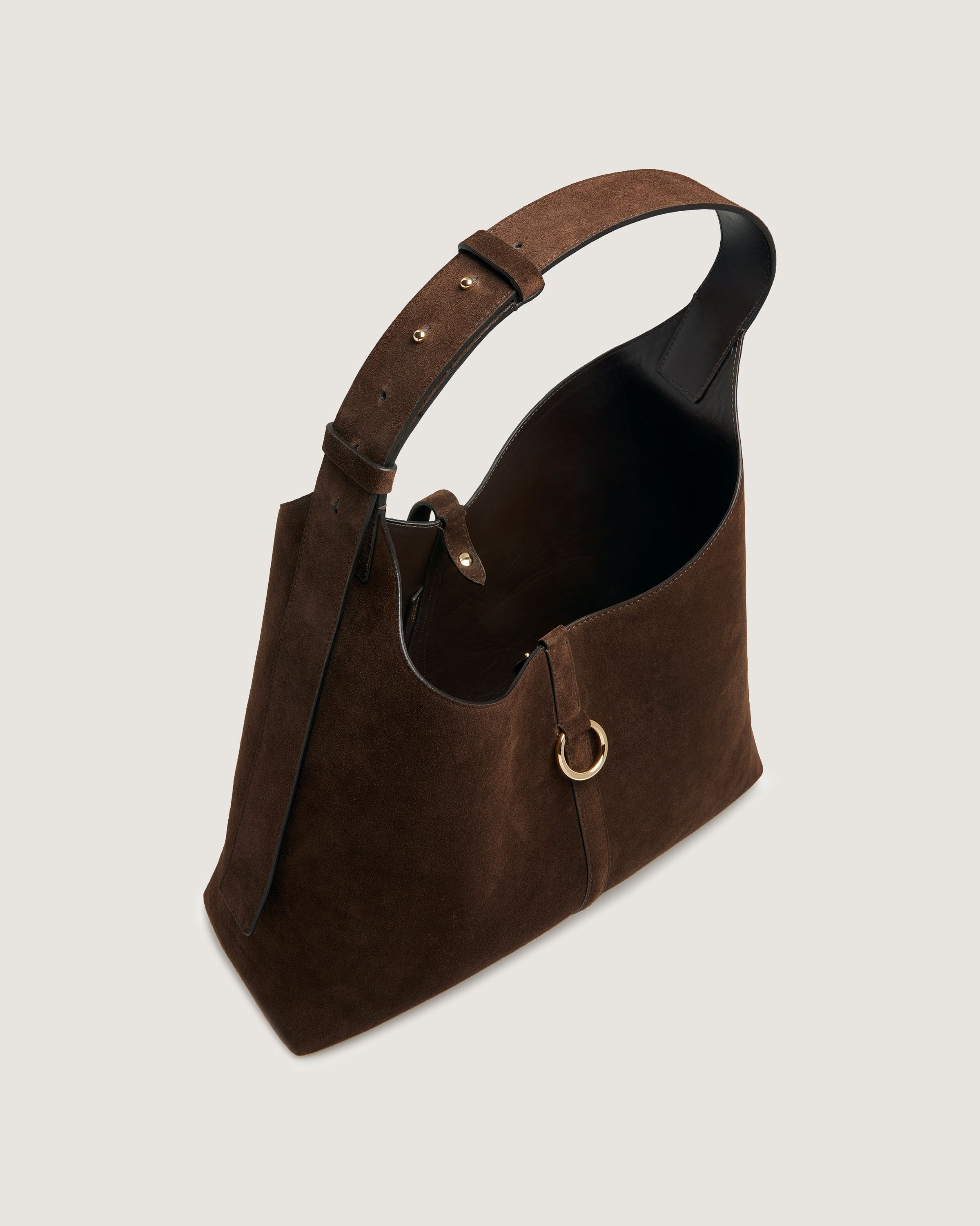 Kite Hobo Maxi Chocolate Suede Crossbody Bag - Women's Large Leather Shoulder Purse for Work, Travel & Everyday Use