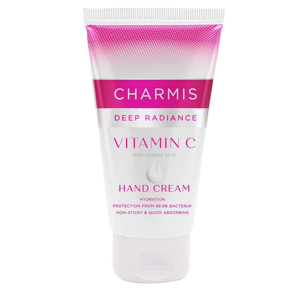 Charmis Deep Radiance Vitamin C Hand Cream with Hyaluronic Acid | 99.9% Bacteria Protection & Intense Hydration | Non-Sticky, Fast-Absorbing Formula for All Skin Types | 150g | Perfect for Dry Hands, Office Use & Travel Skincare