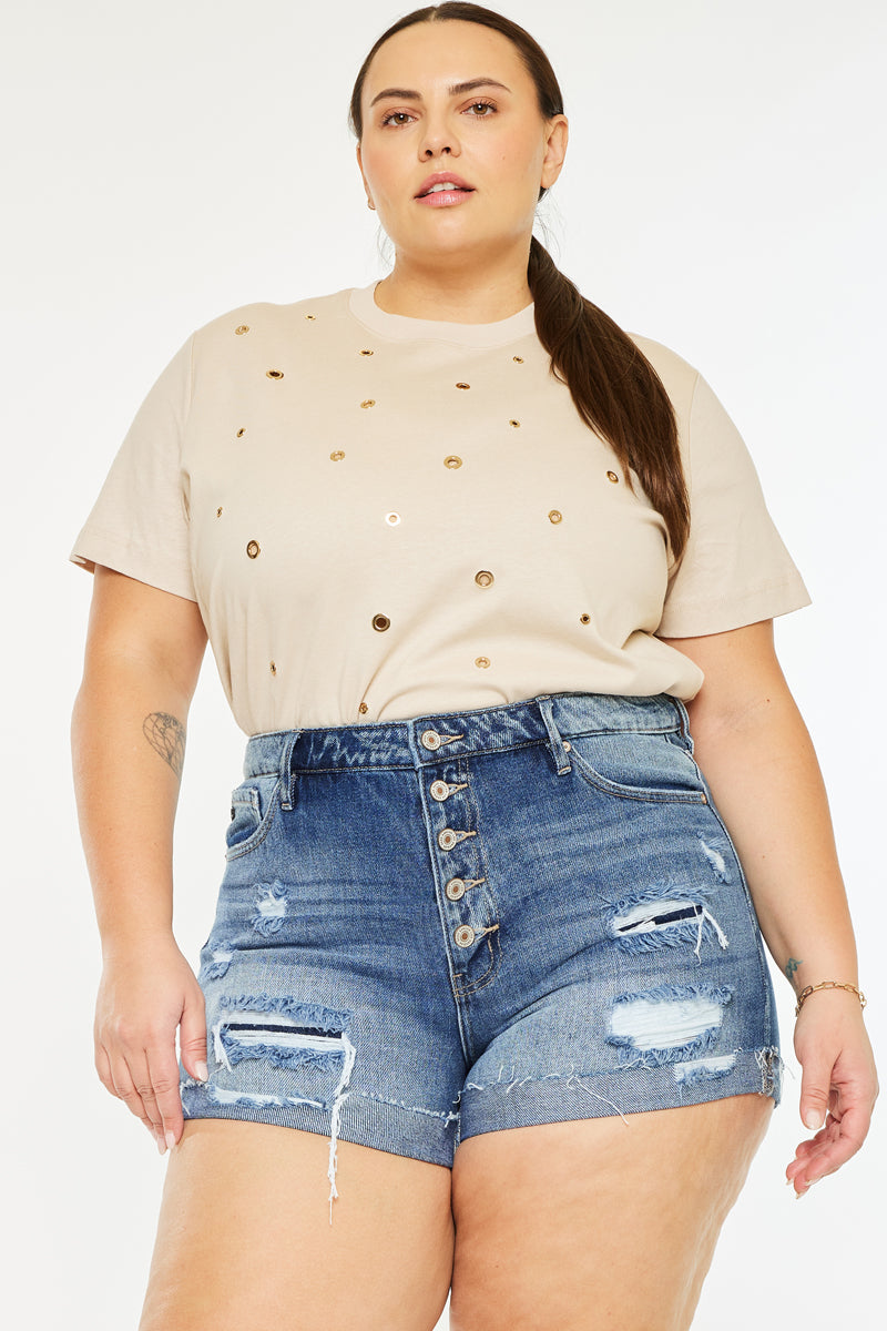 Lyric Ultra High Rise Shorts for Women - Plus Size Denim Shorts for Summer | Casual & Comfortable for Outfits, Beach, and Travel