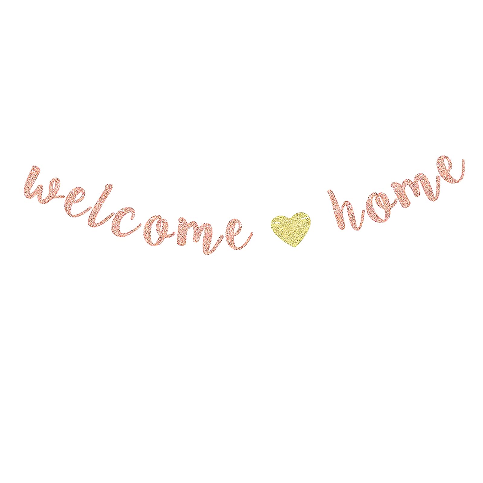 Rose Gold Glitter Welcome Home Banner - Military Army Homecoming Party Decor, Family Reunion Sign, Welcome Back Party Supplies - Perfect for Homecoming, Reunions & Themed Celebrations