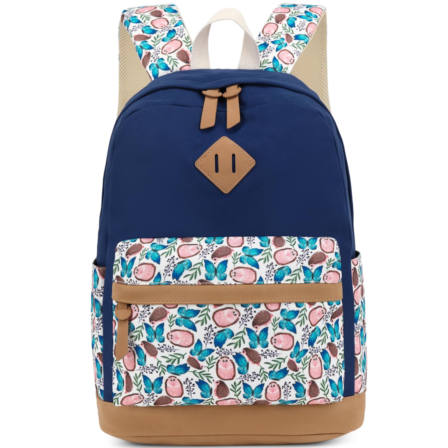 Cute Blue Dark Hedgehog Print School Backpack - Travel Laptop Bag for Women & Girls, Lightweight Durable Casual Daypack for College, Work, Outdoor Adventures