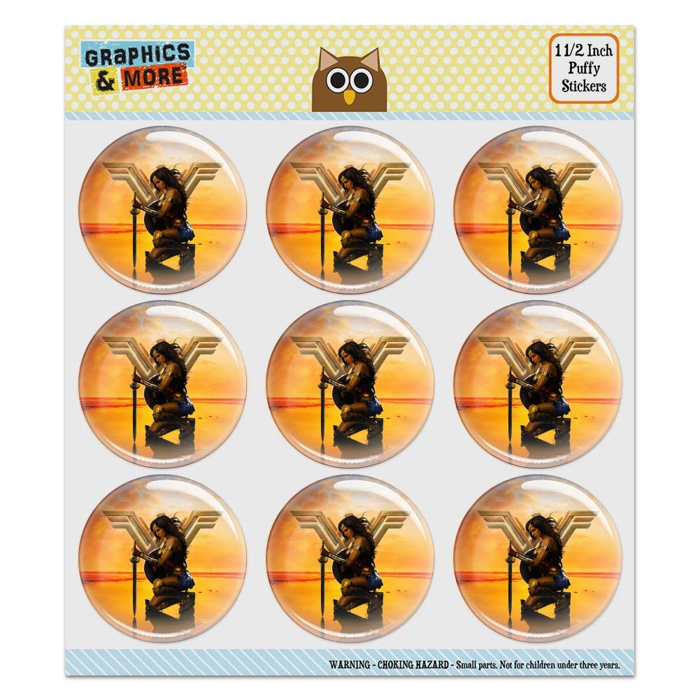 Wonder Woman Movie Poster Puffy Bubble Dome Stickers - DIY Scrapbooking & Crafting Supplies for Albums, Journals, and Card Making - Perfect for Superhero Fans and Craft Enthusiasts