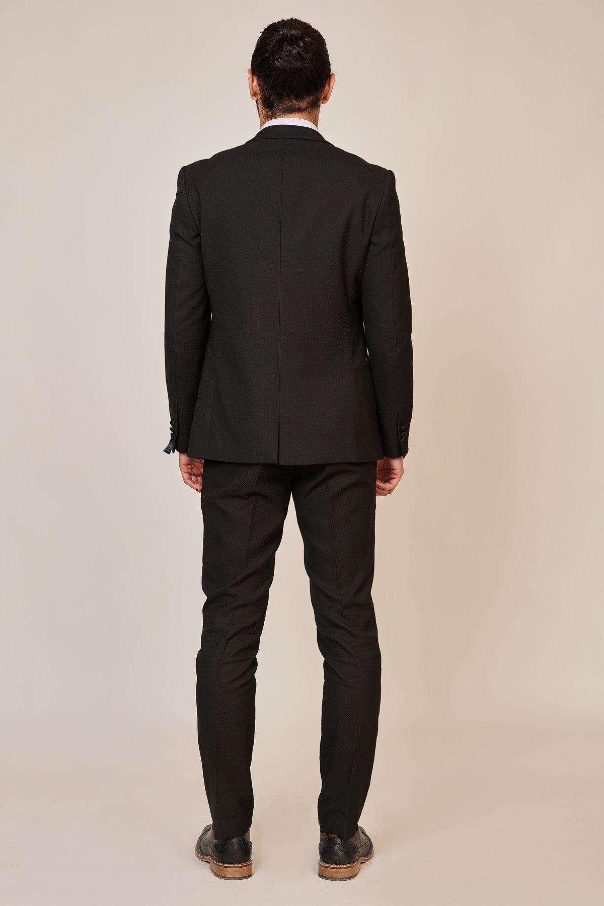 Dalton Black Tuxedo Lapel Suit with Ross Waistcoat - Premium Men's Formal Wear for Weddings, Prom & Black Tie Events