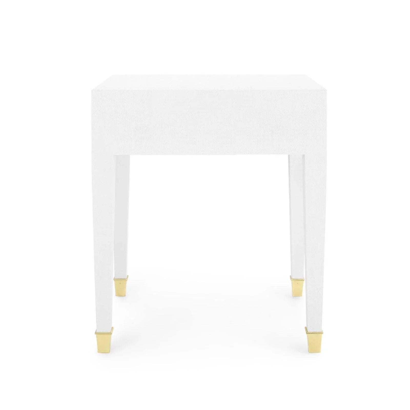 Claudette Cream 1-Drawer Side Table with Brass Hardware - Perfect for Living Room, Bedroom, or Office Nightstand