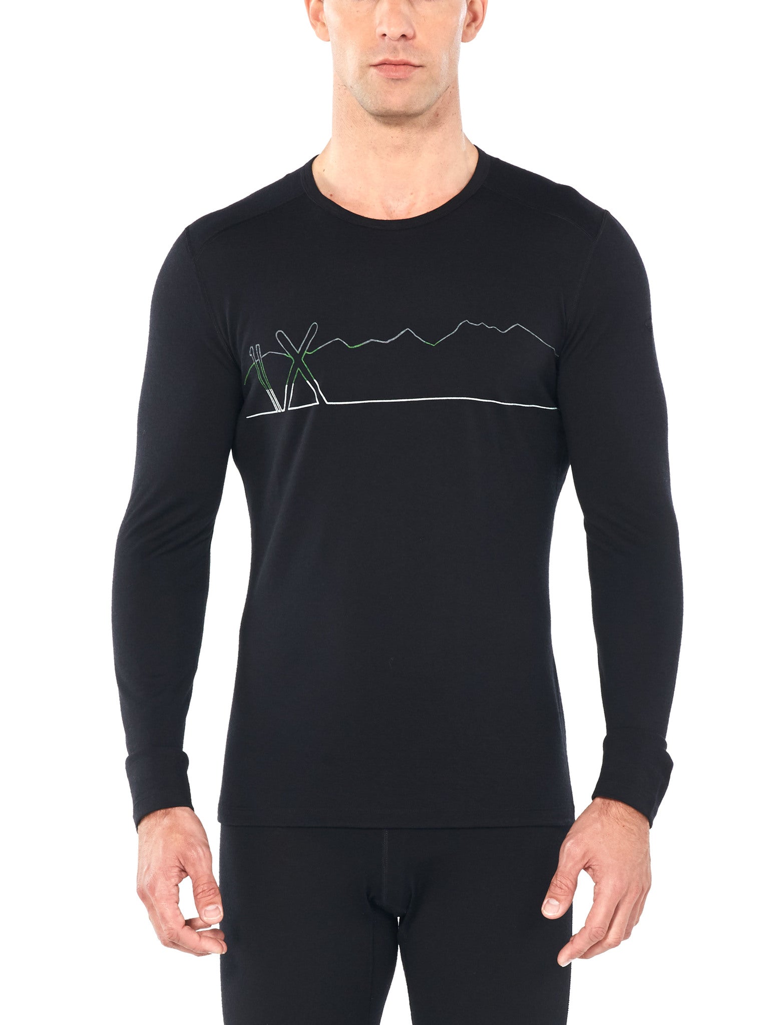 200 Oasis LS Crewe Single Line Ski Men's Thermal Long Sleeve Shirt with Round Neck - Perfect for Skiing, Snowboarding & Winter Outdoor Activities