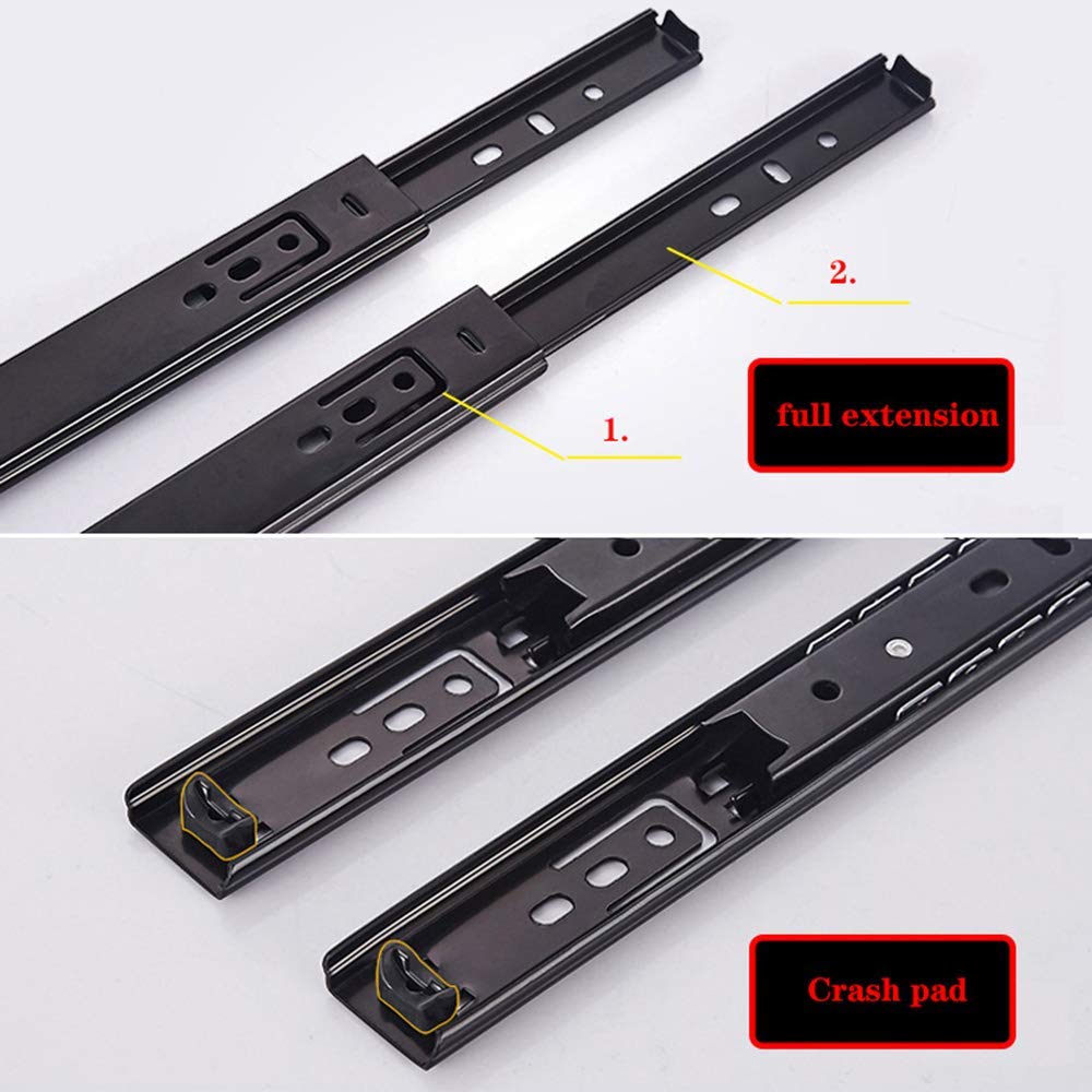 Soft-Close Ball Bearing Drawer Slides - Push to Open Side Mount Drawer Runners (10/12/14/16 Inch Lengths) for Kitchen Cabinets, Wardrobes & Office Furniture - Durable 16in (400mm) Extension Slides for Smooth Quiet Operation