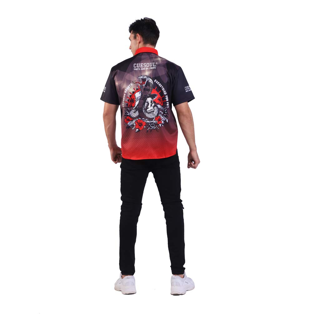 CUESOUL Men's & Women's Short Sleeve Casual Shirts - Breathable Athletic Dart Shirts for Professional Players | Perfect for Dart Tournaments, Practice & Outdoor Sports Activities