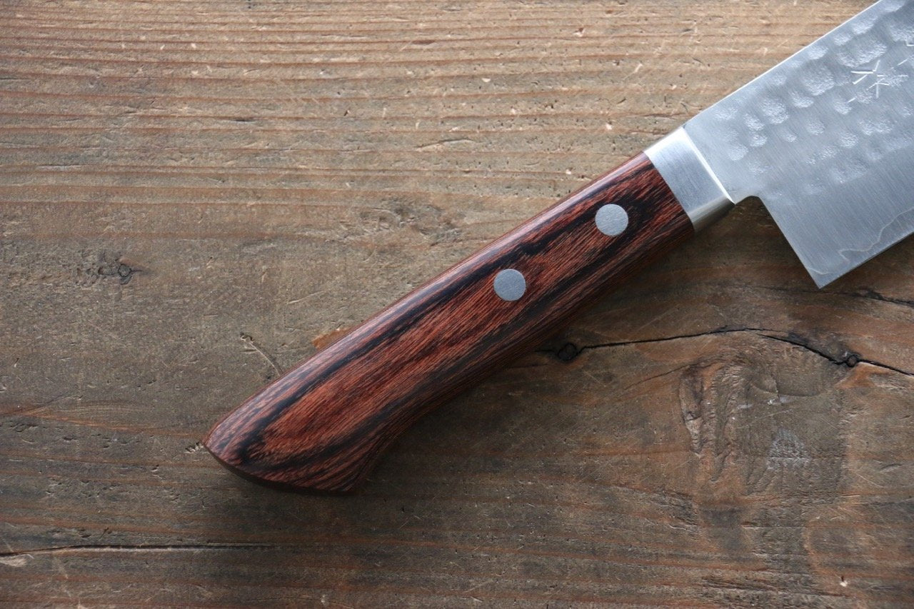 Premium Kunihira Tanzo VG1 Hammered Usuba Knife 165mm - Japanese Chef Knife with Mahogany Handle for Sushi, Vegetables & Precision Cutting - Ideal for Professional Chefs & Home Cooking