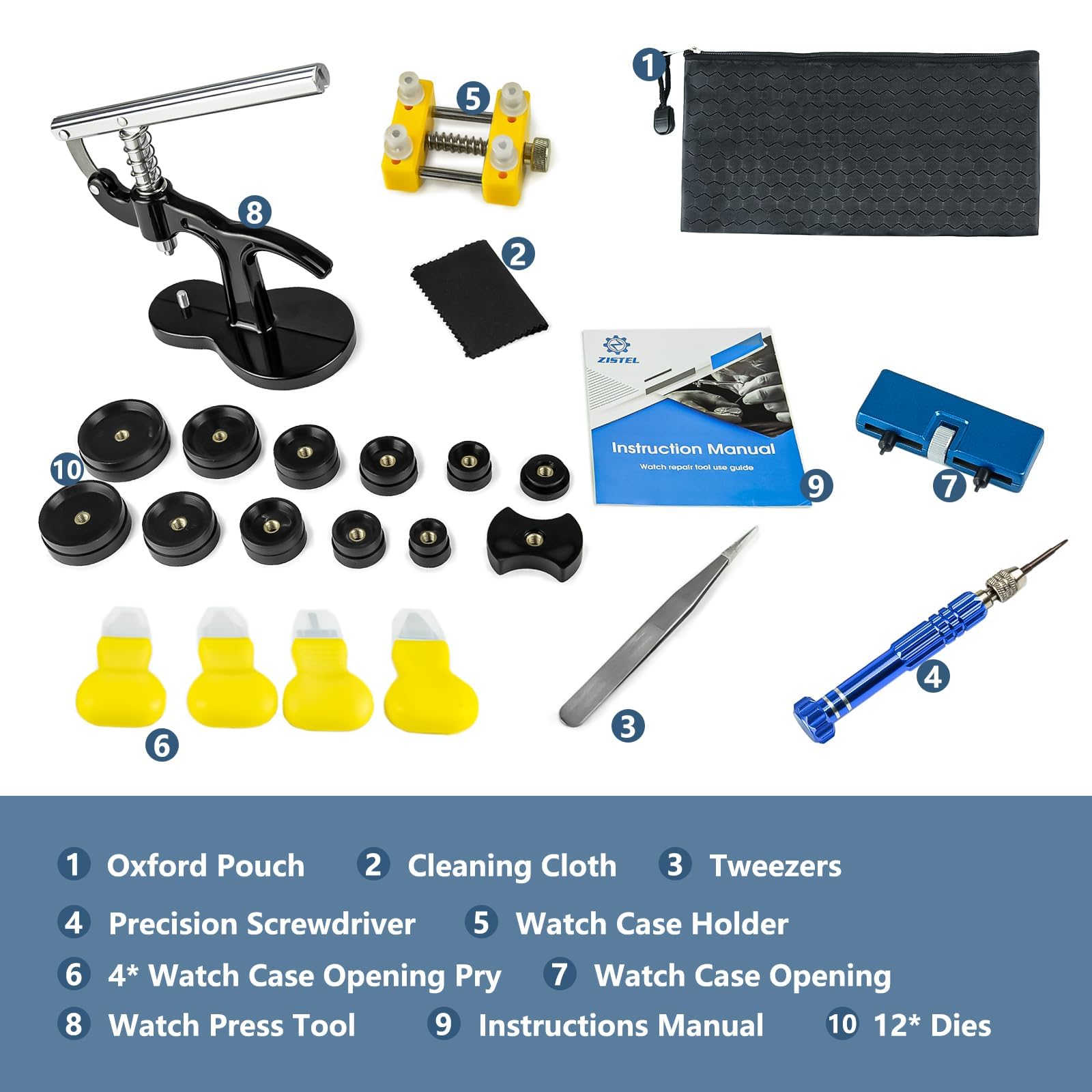 6 in 1 Professional Watch Repair Kit with Watch Press Tool & Battery Replacement - Includes Watch Back Remover, Case Opener & Adjustable Tools for DIY Watch Maintenance - Perfect for Watchmakers, Jewelers & Home Watch Repair Enthusiasts