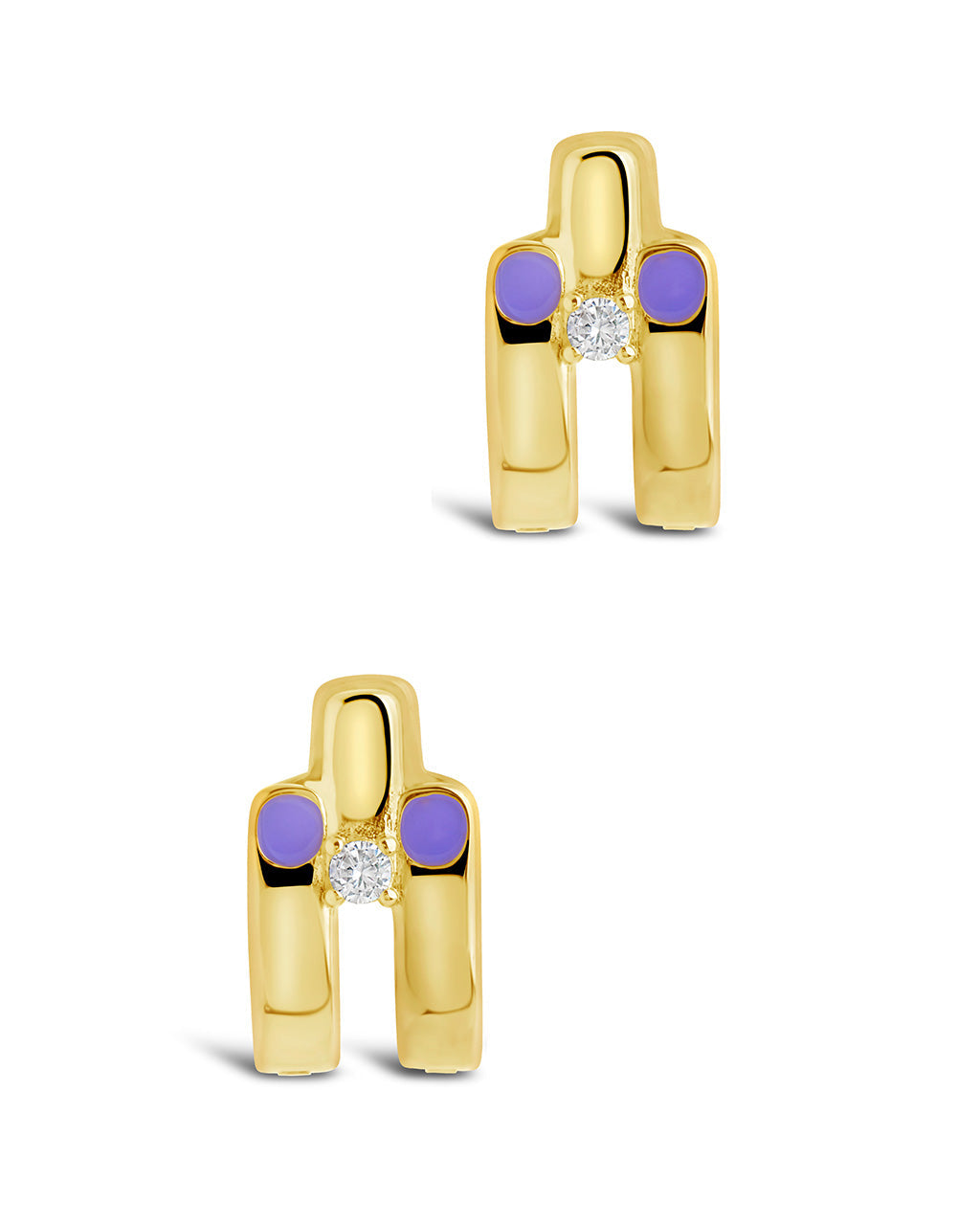 Zella CZ & Enamel Huggie Hoop Earrings for Women - Sterling Silver Cubic Zirconia & Colorful Enamel Huggie Hoops - Perfect for Everyday Wear, Gifts & Special Occasions