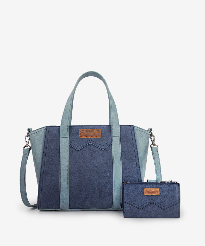 Wrangler Color Block Western Tote Carry Bag Set for Women - Stylish Cowgirl Handbag & Shoulder Bag - Perfect for Rodeo, Travel, and Everyday Use