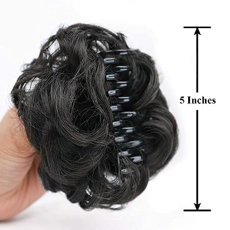 Coach & Pep Synthetic Nylon Messy Curly Hair Claw Clip | Natural Wavy Curly Hair Comb | Women's Hair Extension for Ponytail & Bun | Perfect for Casual, Office & Party Hairstyles