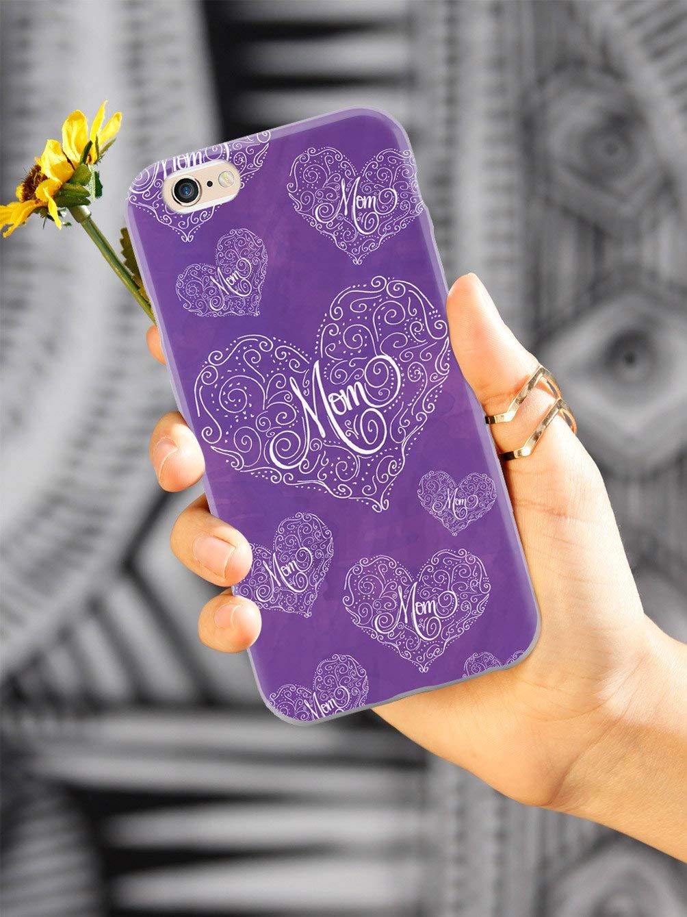 Inspired Cases - iPhone 8 Case Compatible with Apple iPhone 8 - 3D Textured Protective Phone Cover with Mom Doodle Hearts Design in Purple - Perfect for Daily Use, Gift Giving and Special Occasions