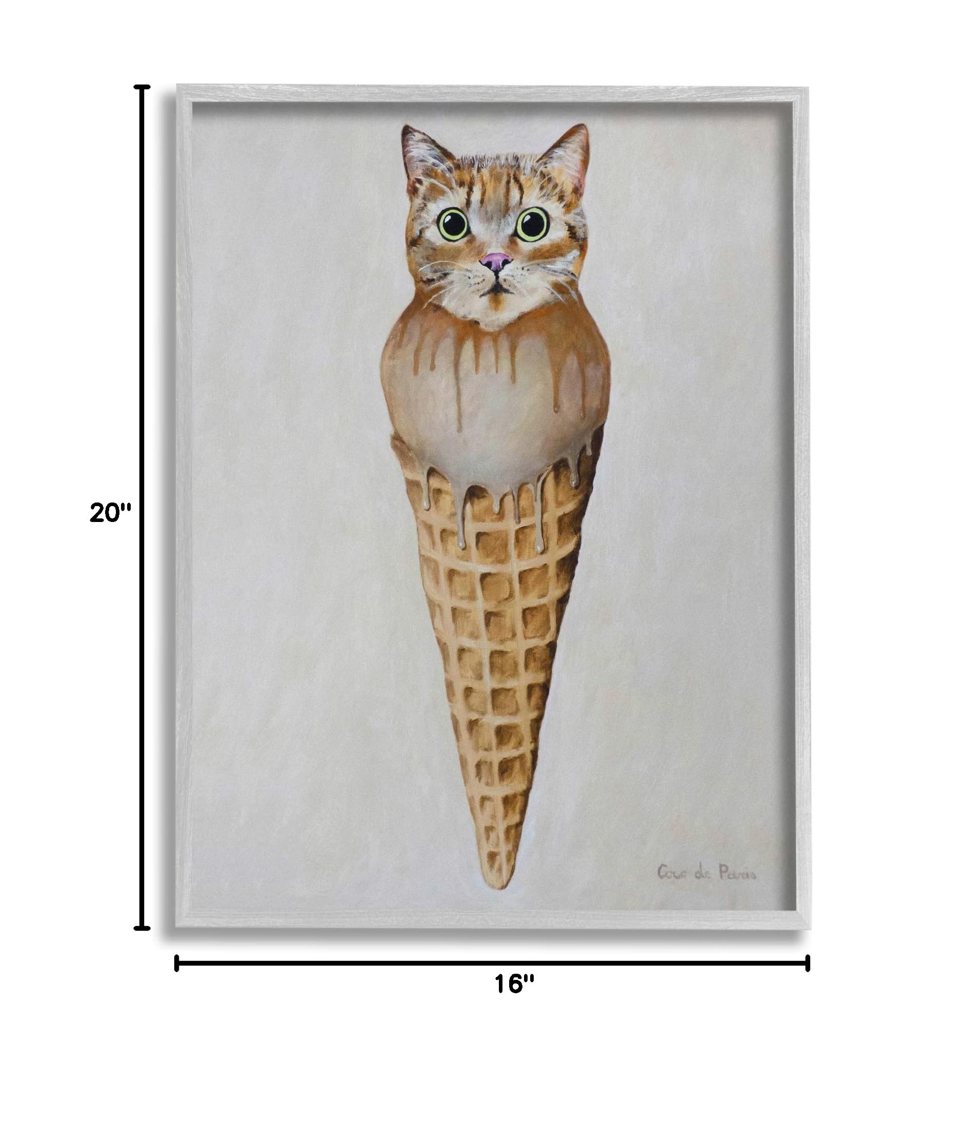 Stupell Industries Tabby Cat Ice Cream Scoop Dessert Waffle Cone - Cute Kitchen Decor by Coco de Paris | Perfect for Ice Cream Parlors, Cat Lover Gifts & Sweet Treat Displays