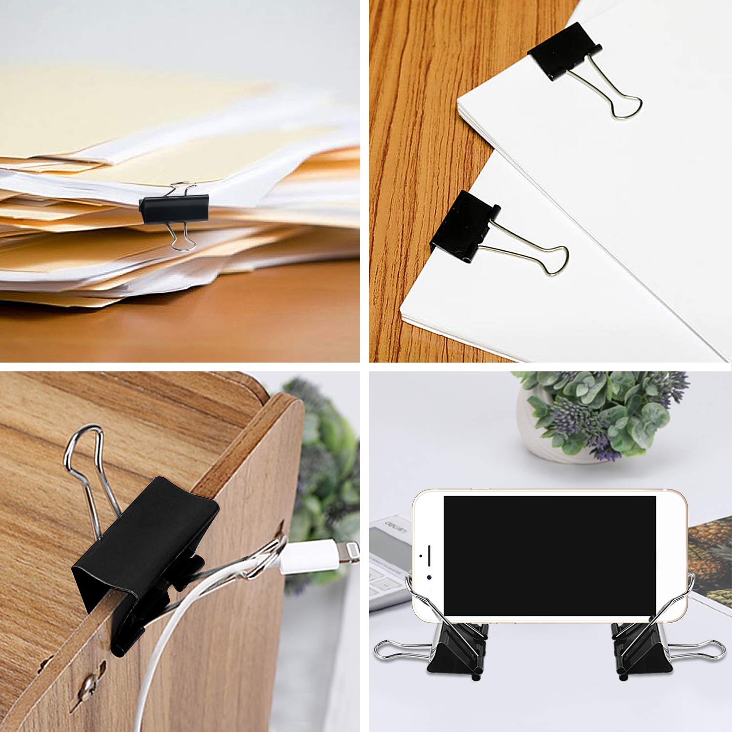 SANNIX 110 PCS Binder Clips Assorted Sizes - X-Large, Large, Medium, Small, Mini & Micro - Heavy Duty Paper Clamps for Office, Home, School, Organizing Documents, Photos & Artwork