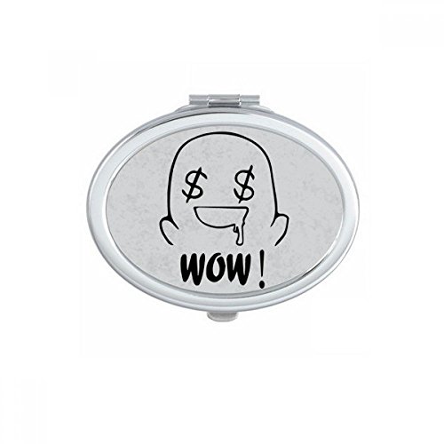DIYthinker Greedy Black Cute Chat Happy Pattern Oval Mirror - Portable Foldable Double-Sided Makeup Mirror with Stand for Travel, Home Vanity & Dorm Room Decor