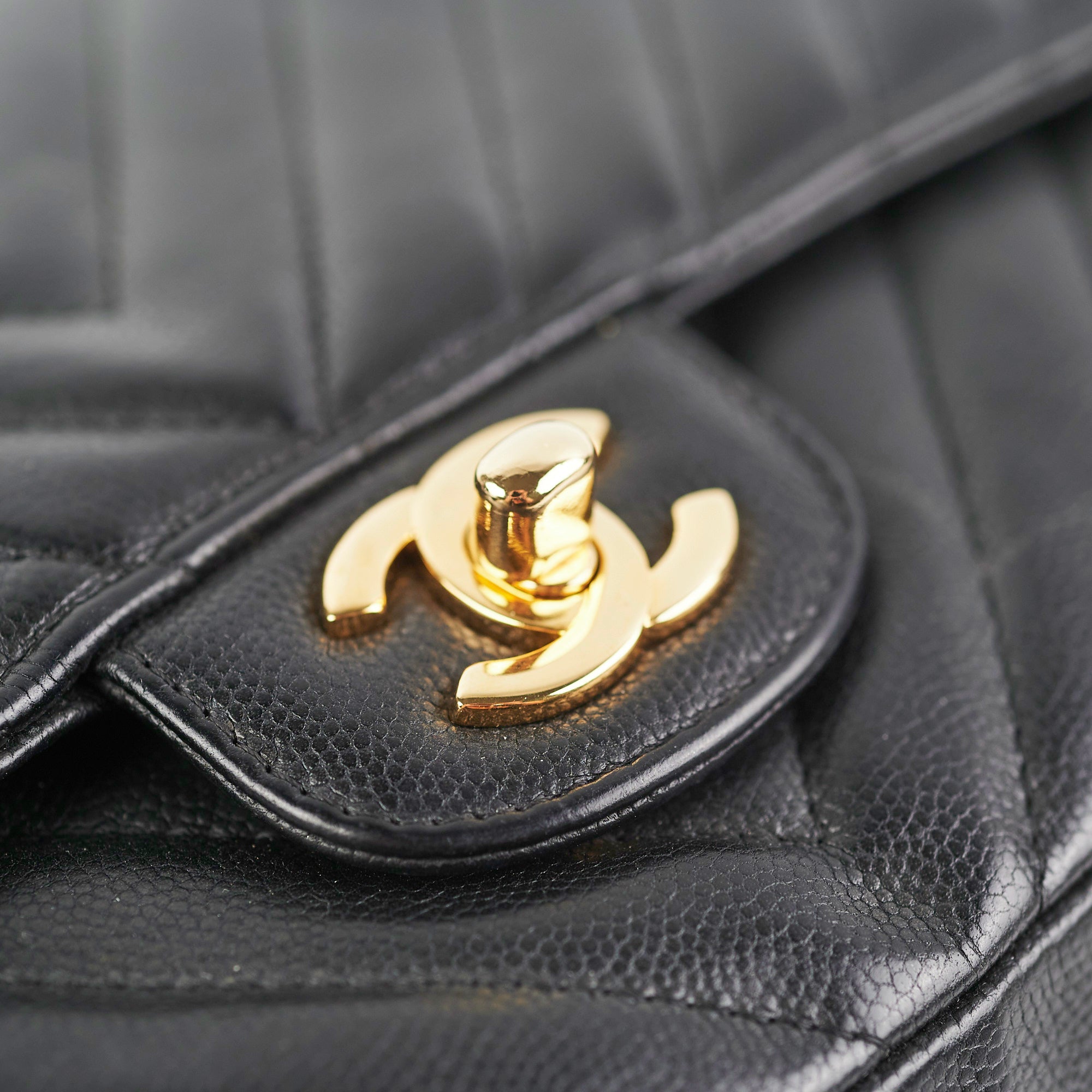 Chanel Chevron Classic Flap Bag Medium/Large Black Leather Handbag for Women - Perfect for Work, Evening Events & Luxury Fashion Accessories