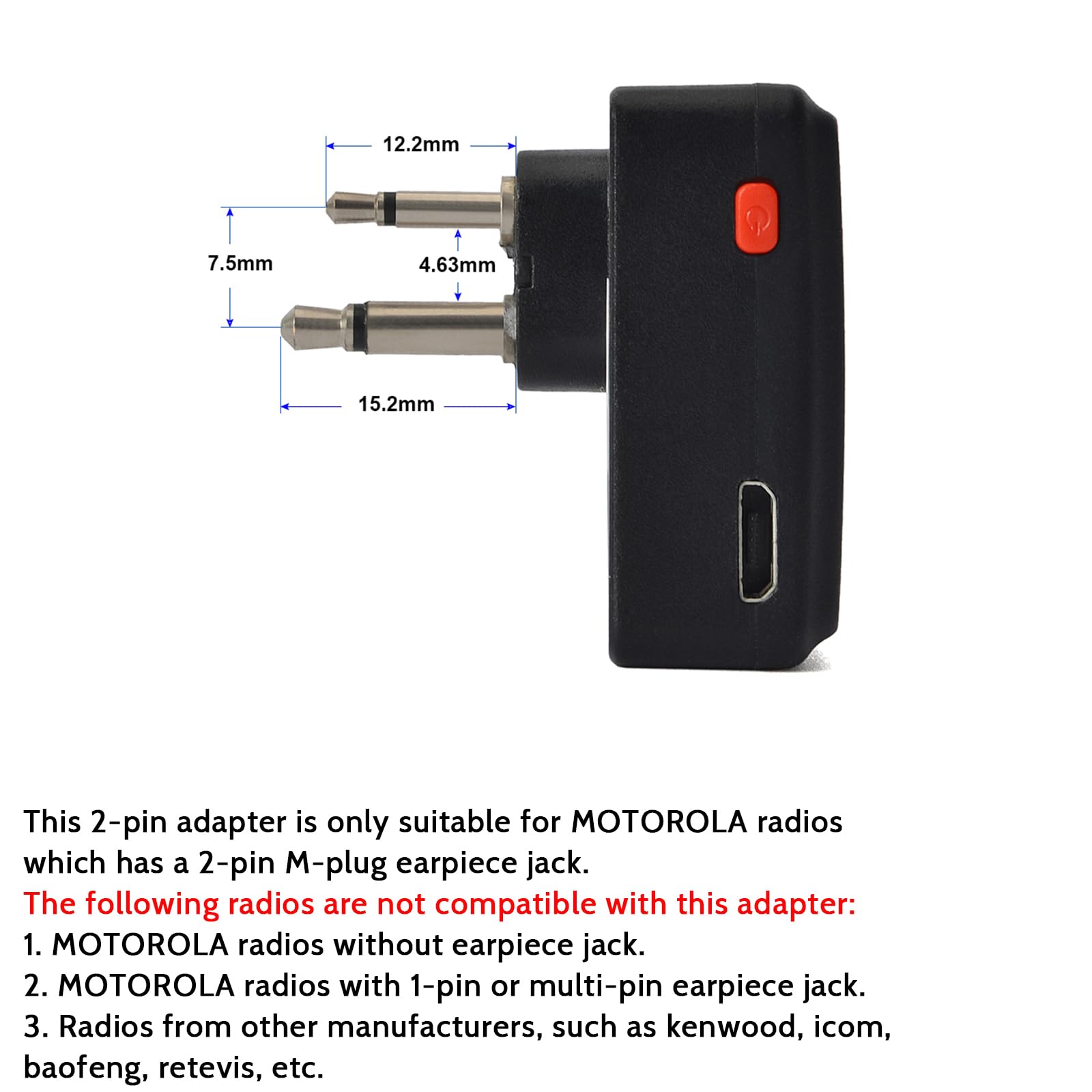 TWAYRDIO Bluetooth Walkie Talkie Microphone - Wireless Shoulder Speaker Mic for Motorola Ham Radio with 2-Pin Earphone Jack - Perfect for Outdoor Adventures, Construction Sites & Security Teams