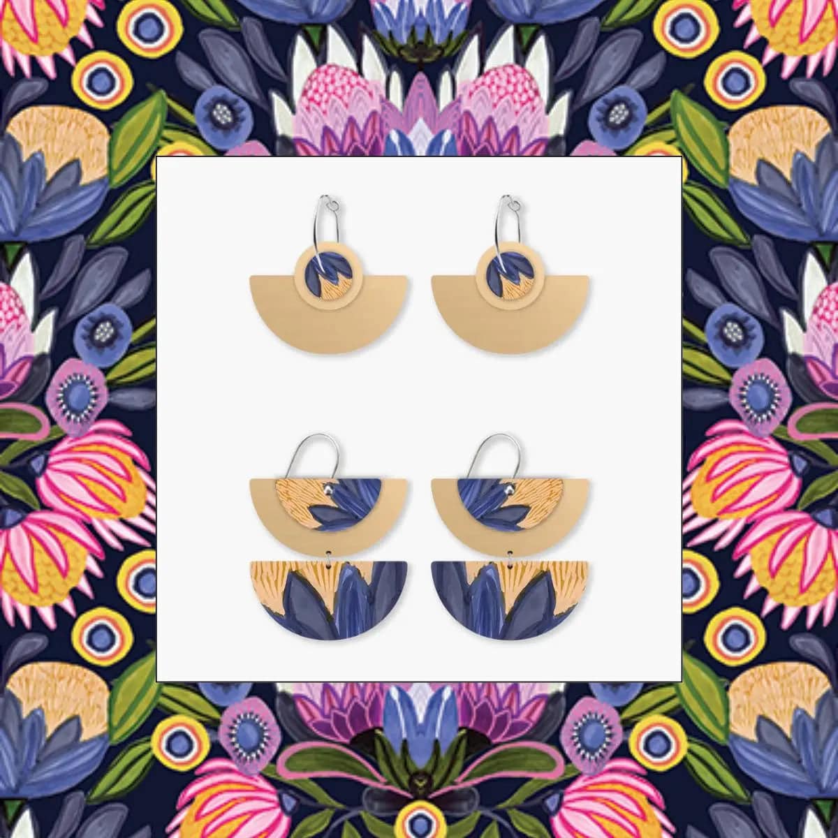 Botanic Blues Vintage Style Earrings Set - Floral Dangle Earrings for Women, Boho Chic Jewelry - Perfect for Parties, Weddings & Everyday Wear