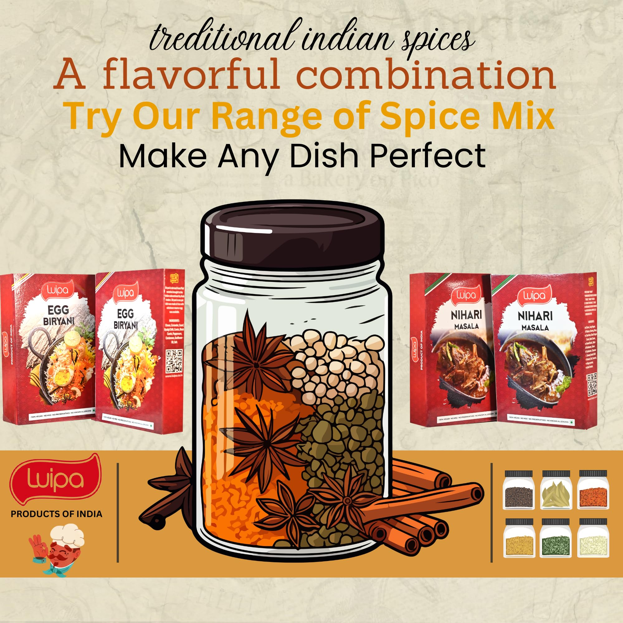 Luipa Egg Biryani & Nihari Masala Spice Combo - 100% Vegan, No MSG, No Preservatives - 50g Each - Perfect for Indian Cooking, Vegan Recipes & Flavorful Home Meals