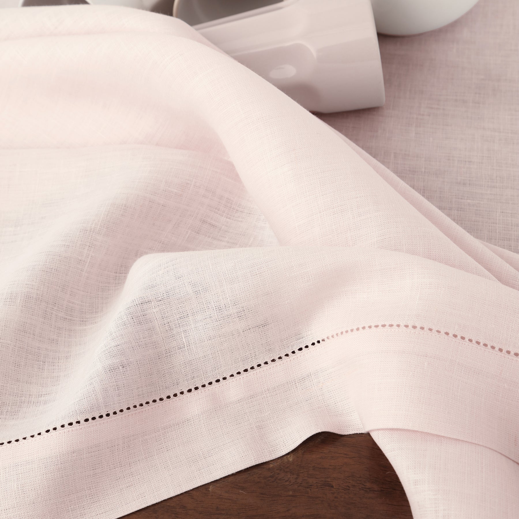 Elegant Classic Hemstitch Tablecloth - Premium Cotton Linen Dining Table Cover for Formal Dinners & Special Occasions