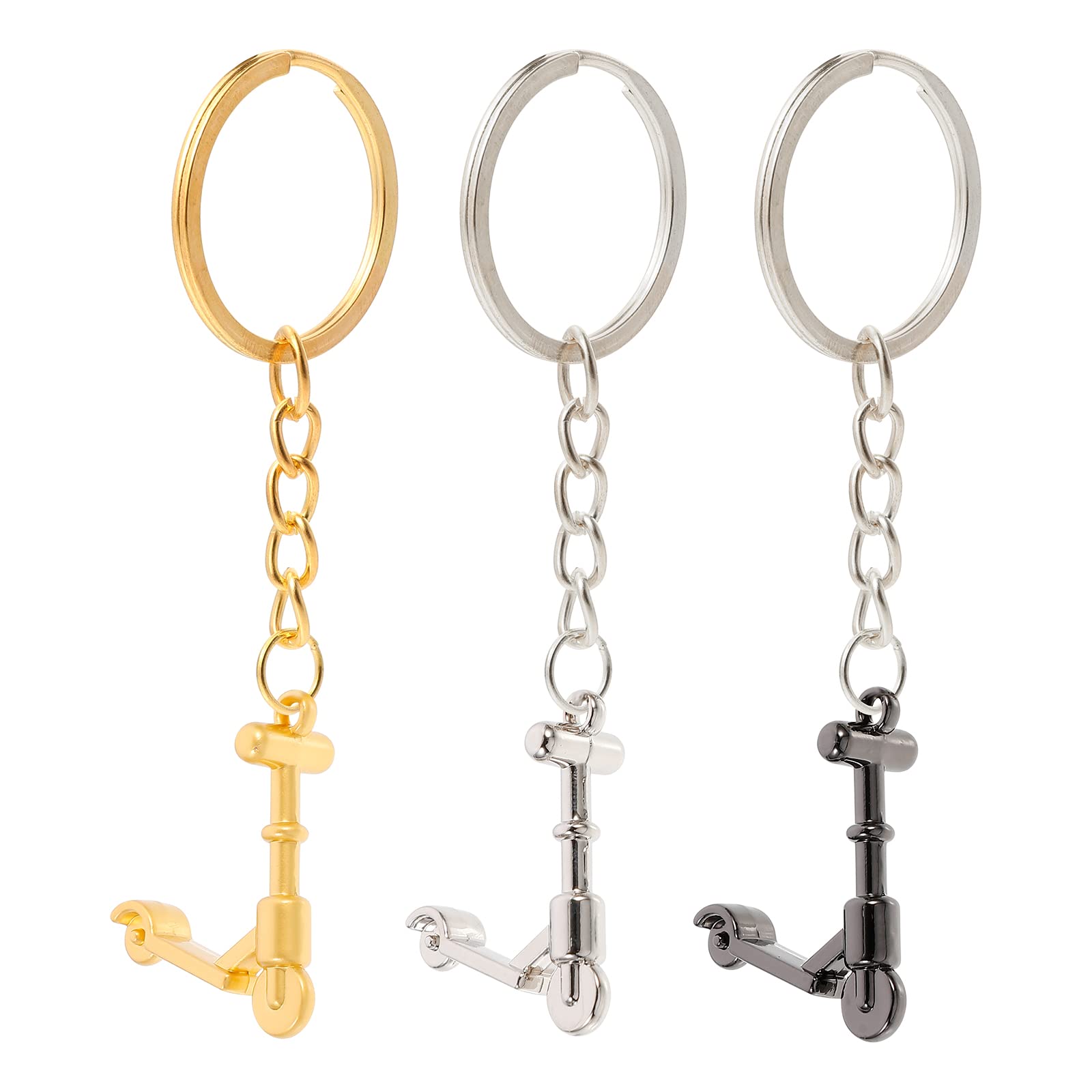 LIOOBO 3pcs Mini Scooter Keychain - Zinc Alloy Keyring for Bags & Scooters