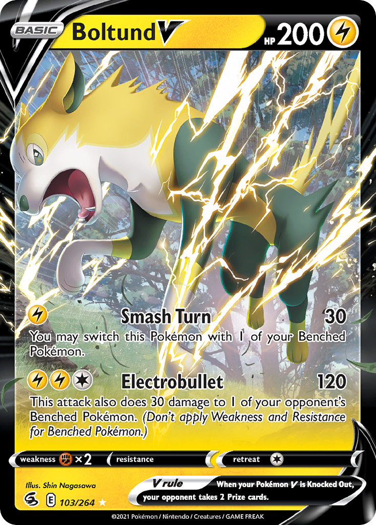 Boltund V 103/264 Pokemon Trading Card - Rare Holo Foil Collectible for Battles & Trading - Perfect for TCG Players and Collectors