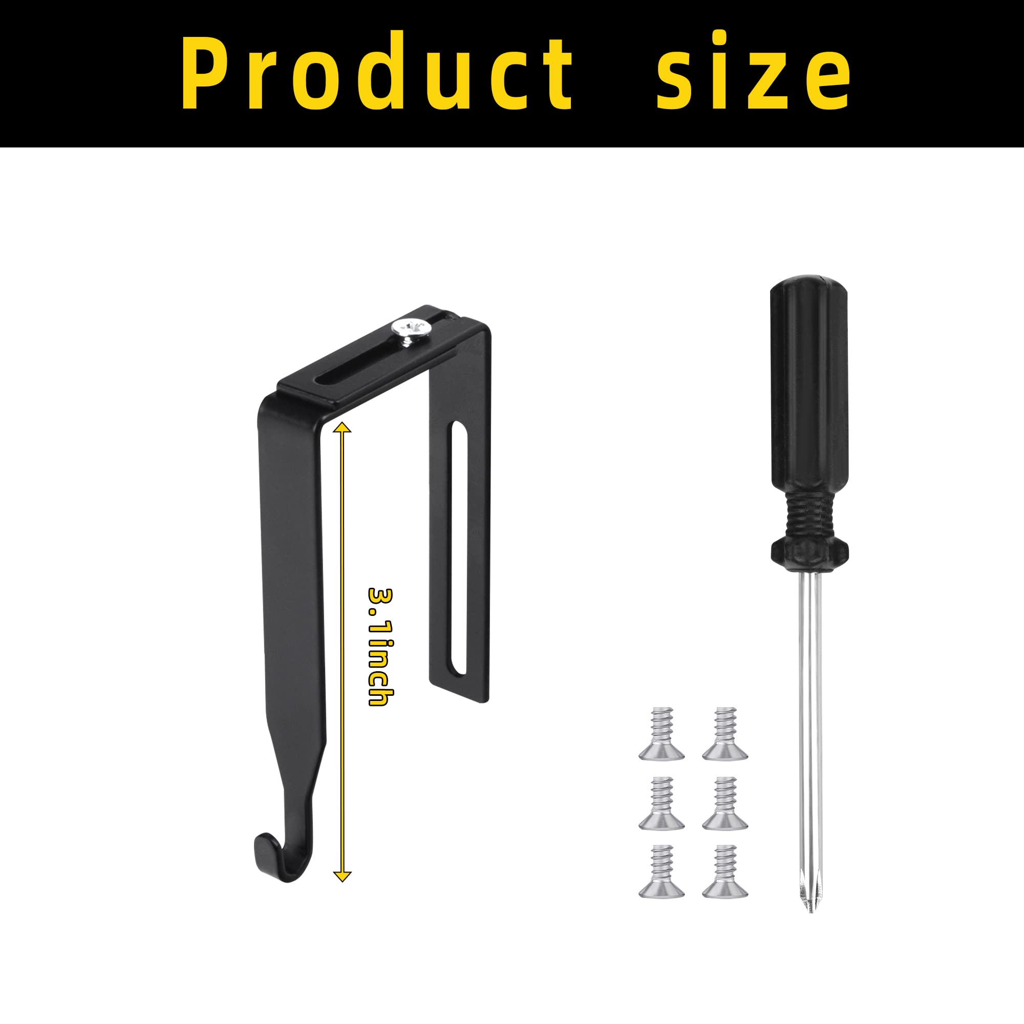 6-Pack Adjustable Cubicle Wall Hooks - Heavy Duty Metal Partition Hangers with Cross Screwdriver - Universal Office Organizer for 1.35