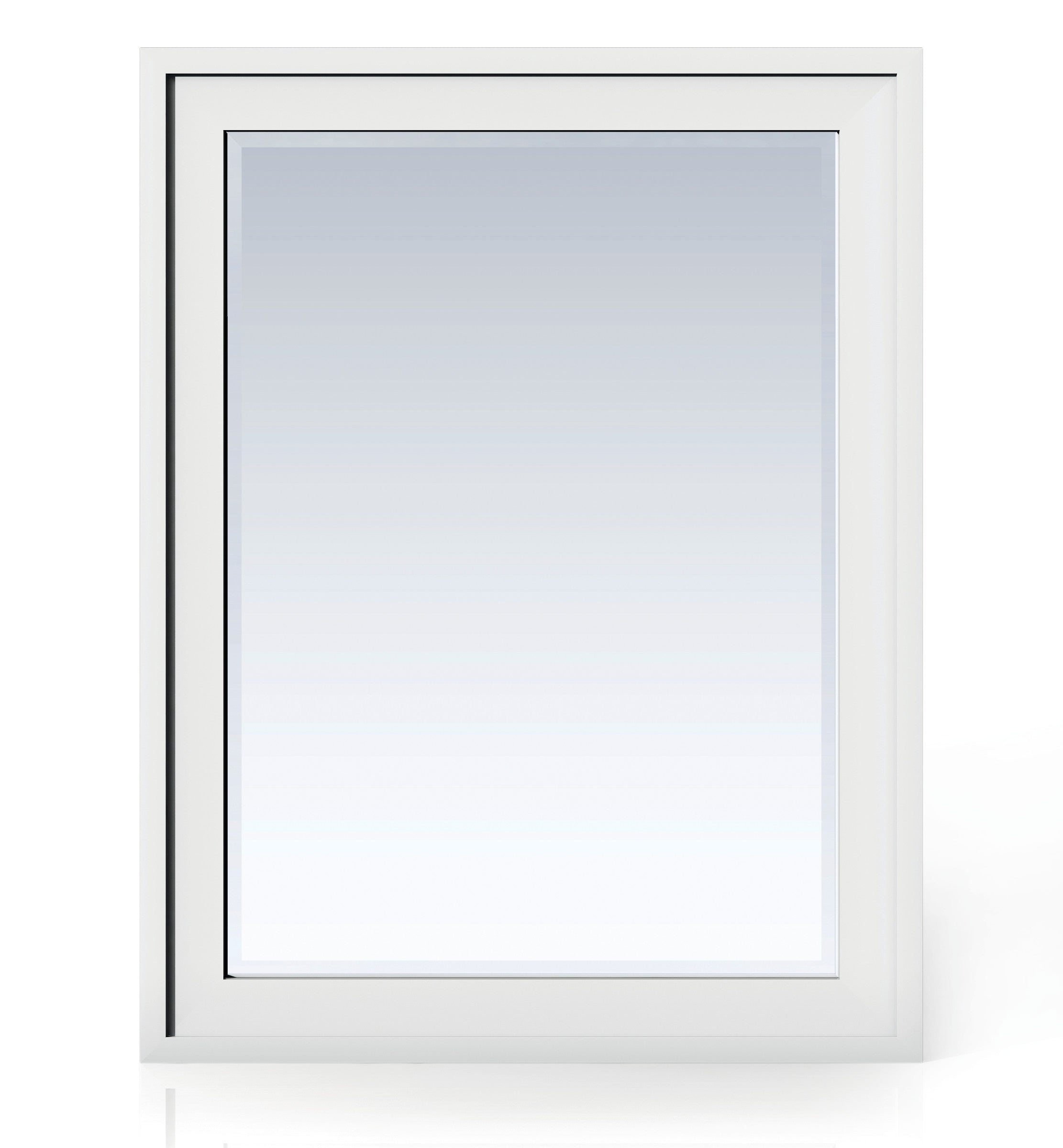 Addison 30-Inch Rectangular Wall Mirror - Glossy White Finish - Perfect for Bathroom Vanity, Bedroom Decor, or Entryway